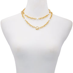 Goldtone Pearl Layered Toggle Necklace