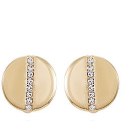 Goldtone Crystal Stone Circle Clip On Earrings