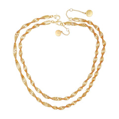 Goldtone Double Layered Harringbone Necklace