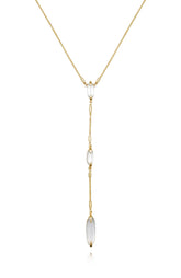 Long Goldtone & Stone Pendant Necklace