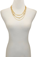 Layered Goldtone Chain Pearl Necklace