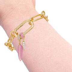Pink And Pave Stone Bracelet