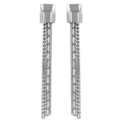 Silvertone Mixed Chain Linear Tassel Dangle Drop Earrings
