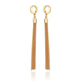 Goldtone Huggie Tassel Hoop Drop Earrings