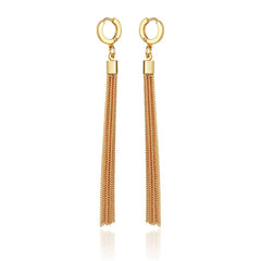 Goldtone Huggie Tassel Hoop Drop Earrings