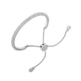 Silvertone Pave Crystal Stone Slider Bracelet