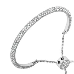 Silvertone Pave Crystal Stone Slider Bracelet