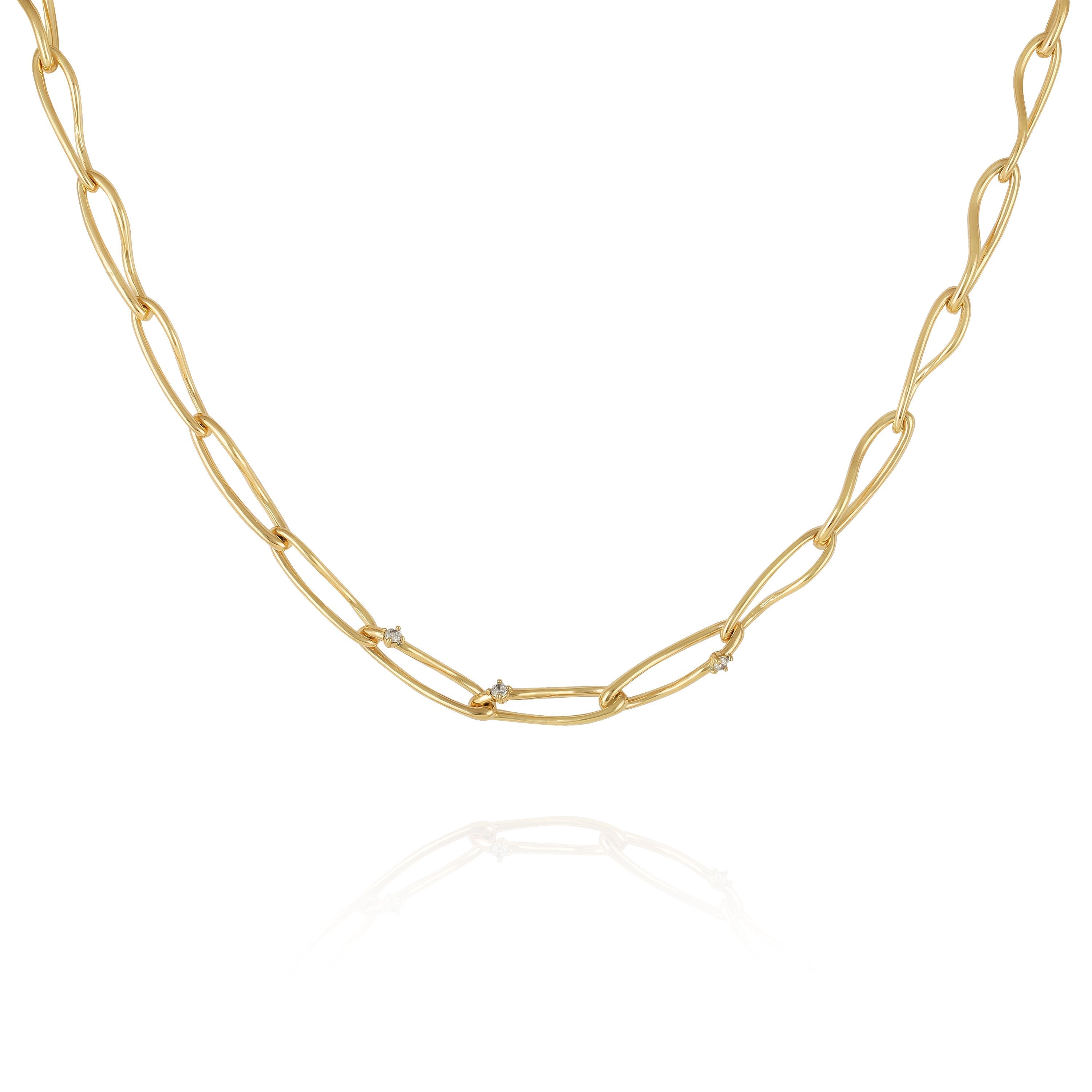 Goldtone Twisted Link Chain Necklace
