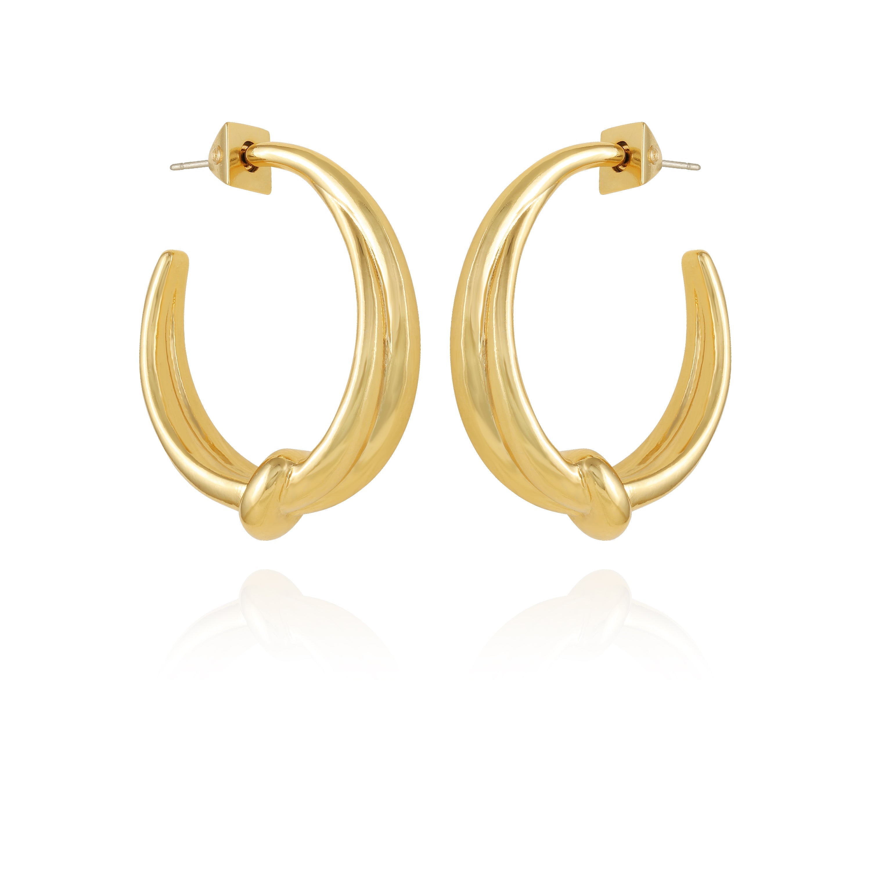 Goldtone Open Knotted Hoop Earrings