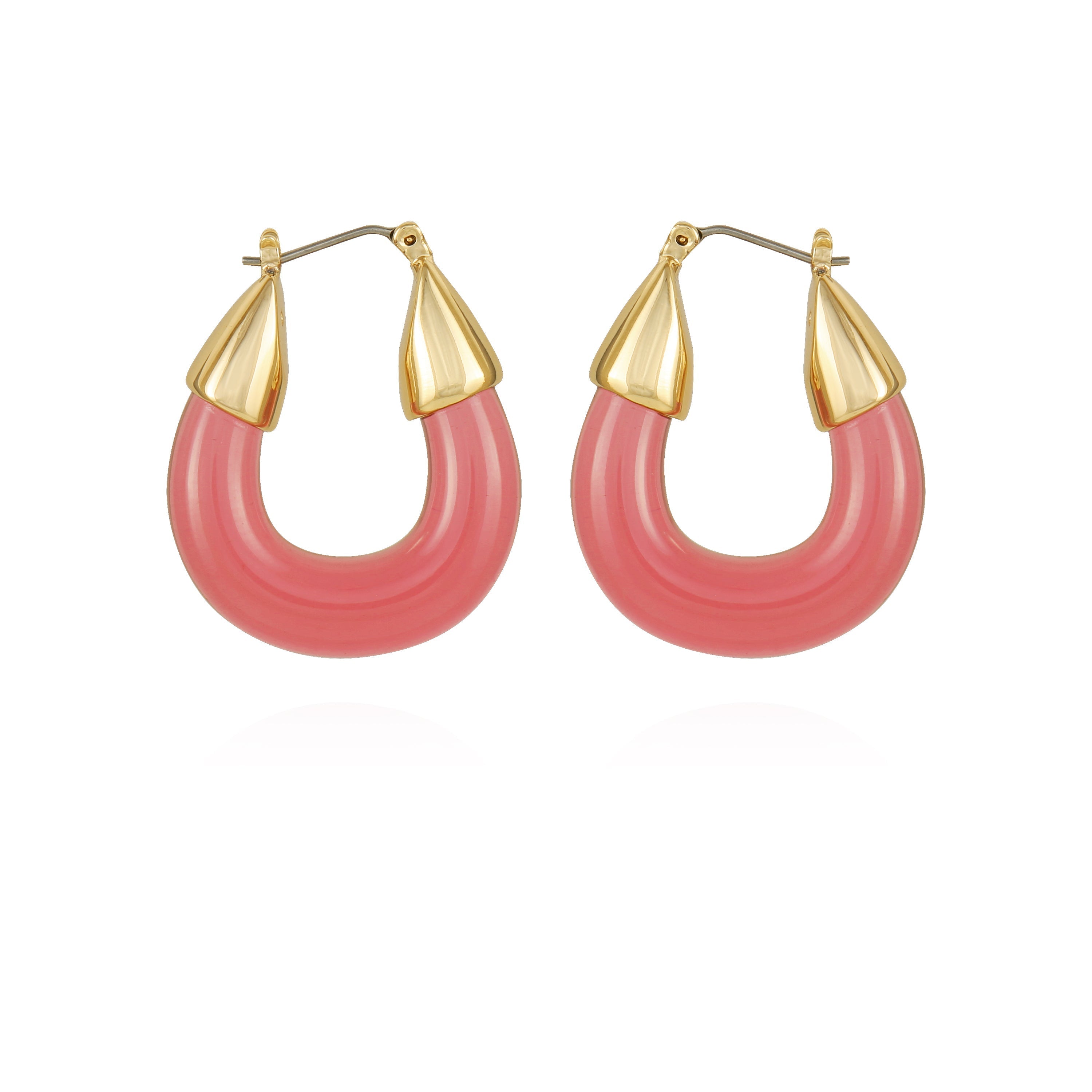 Goldtone Pink Candy Hoop Earrings
