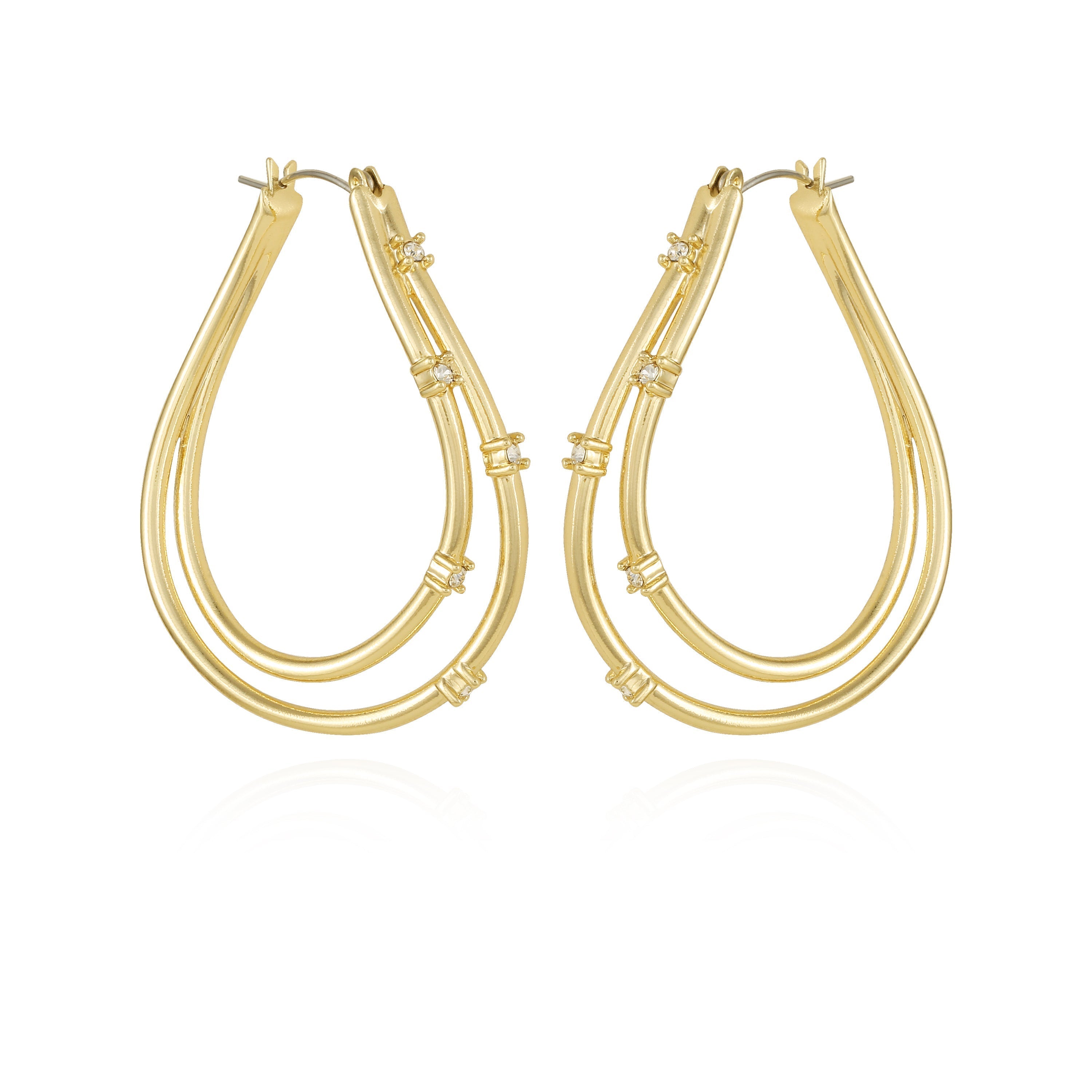 Goldtone Double Oval Hoop Earrings