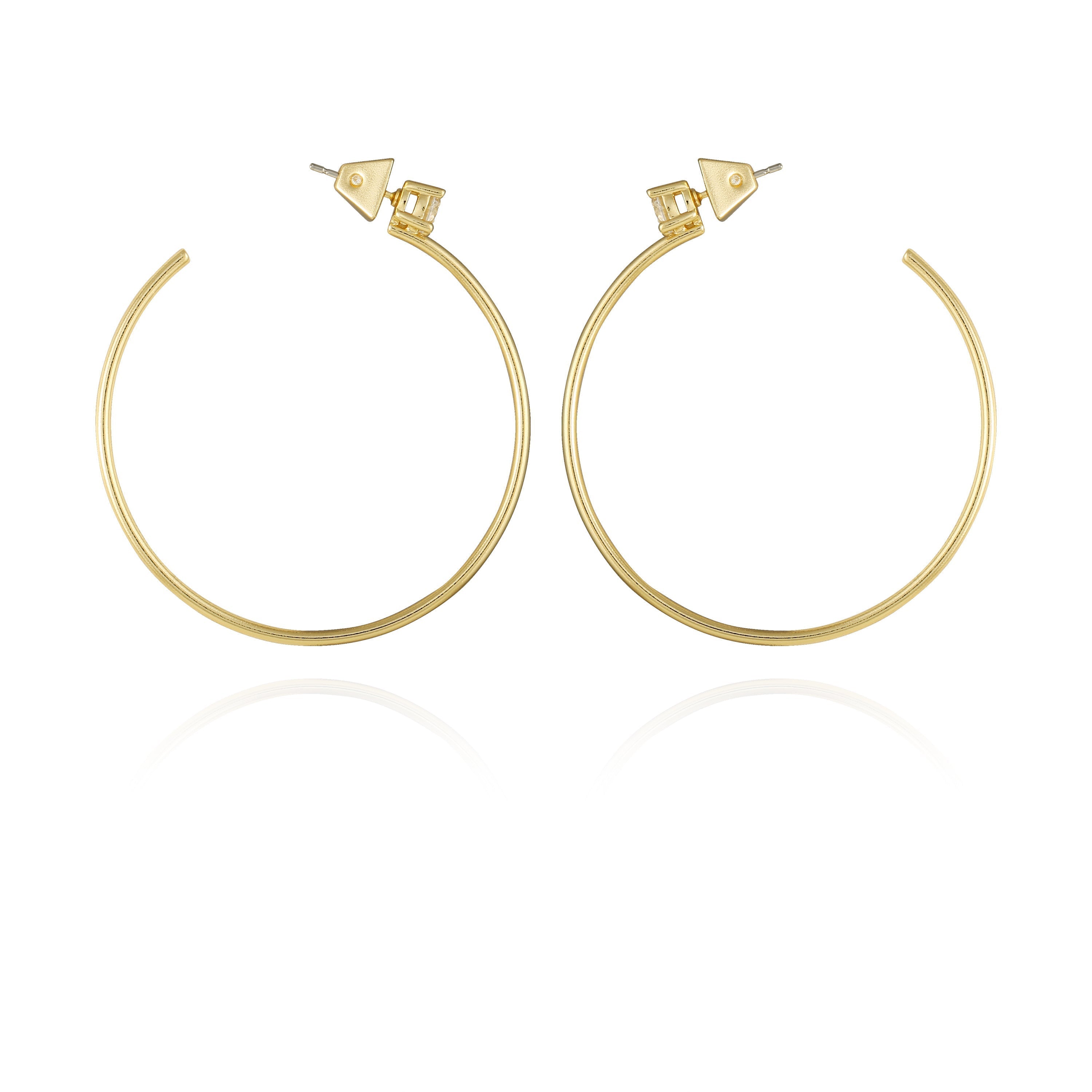 Goldtone Cubic Zirconia Open Hoop Earrings