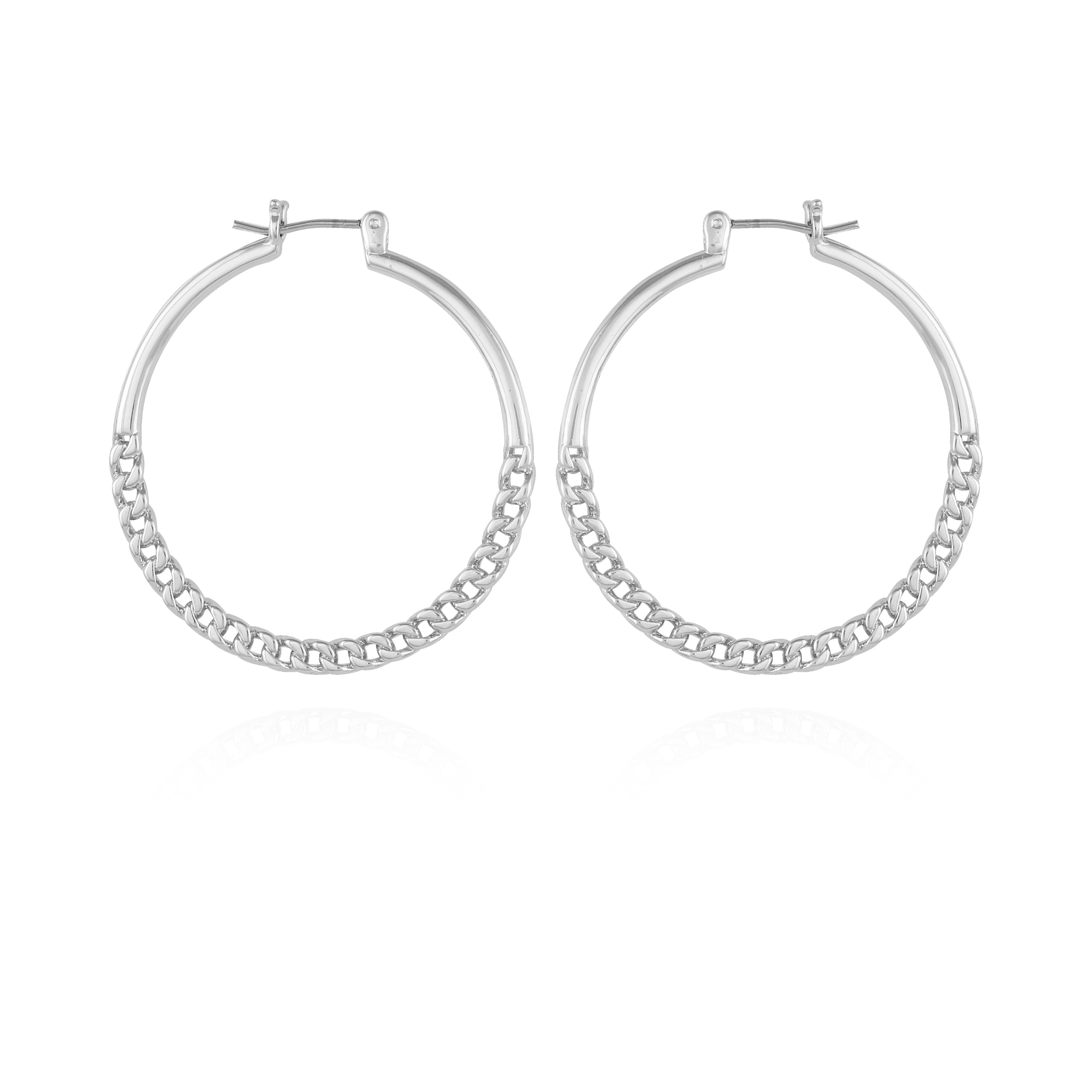 Silvertone Chain Link Hoop Earrings