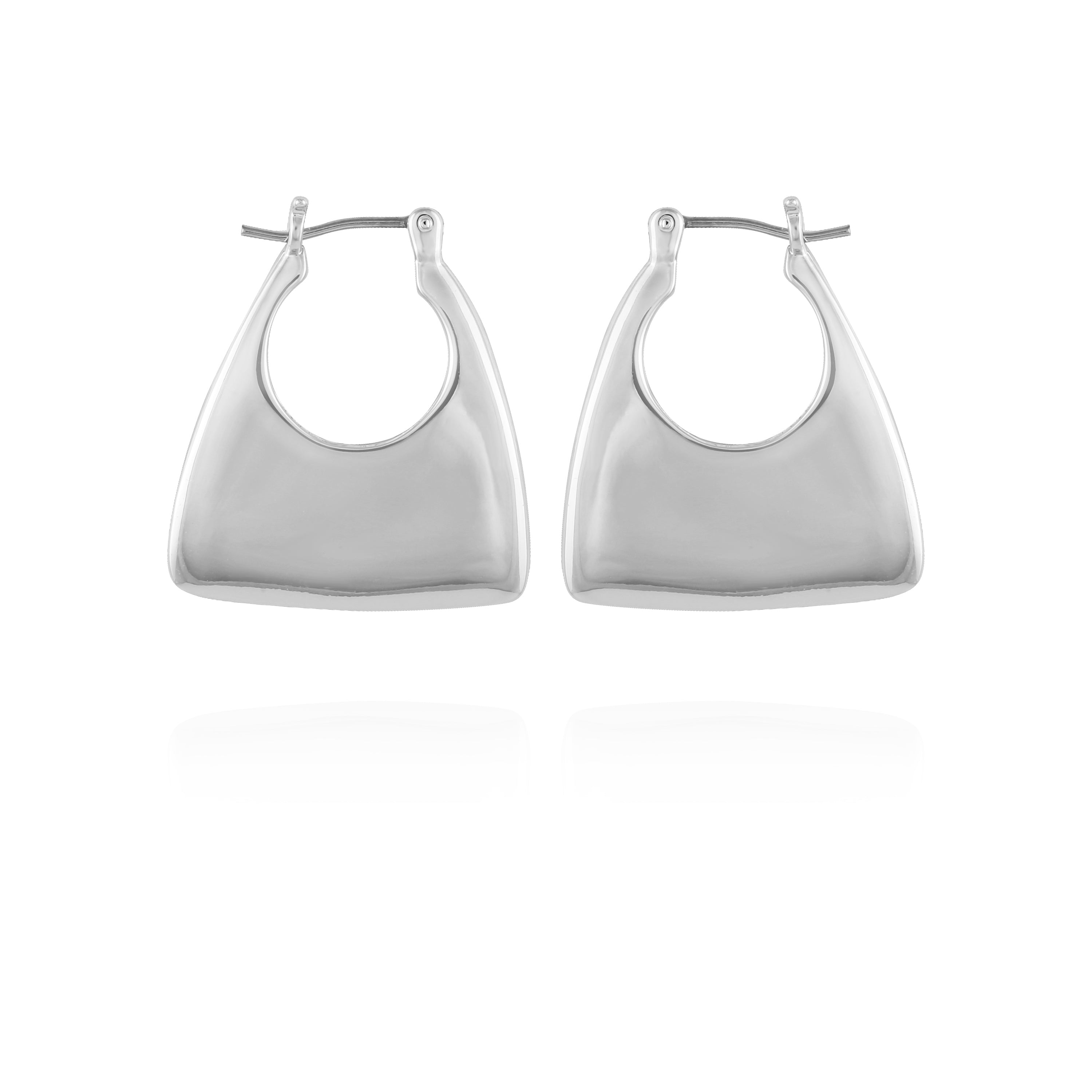 Silvertone Purse Click Hoop Earrings
