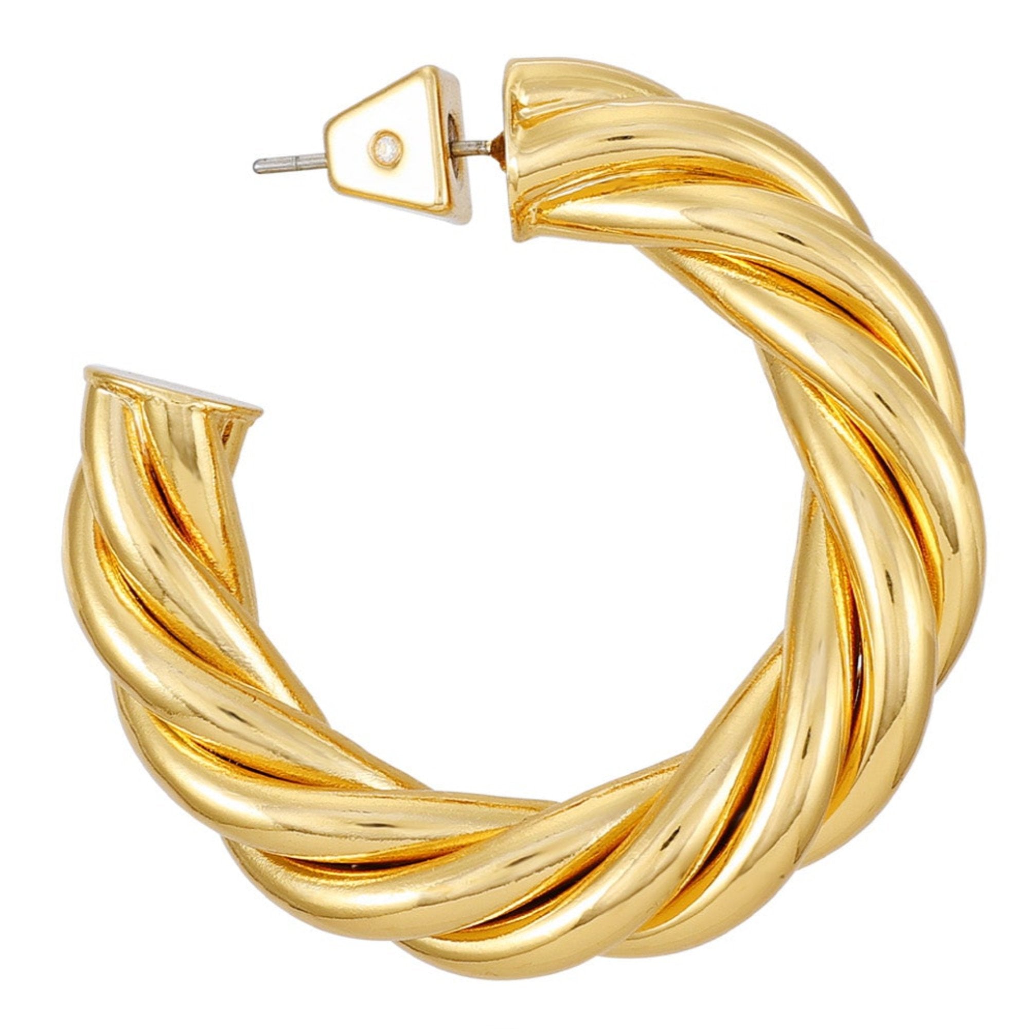 Goldtone Textured Rope Hoop Earrings