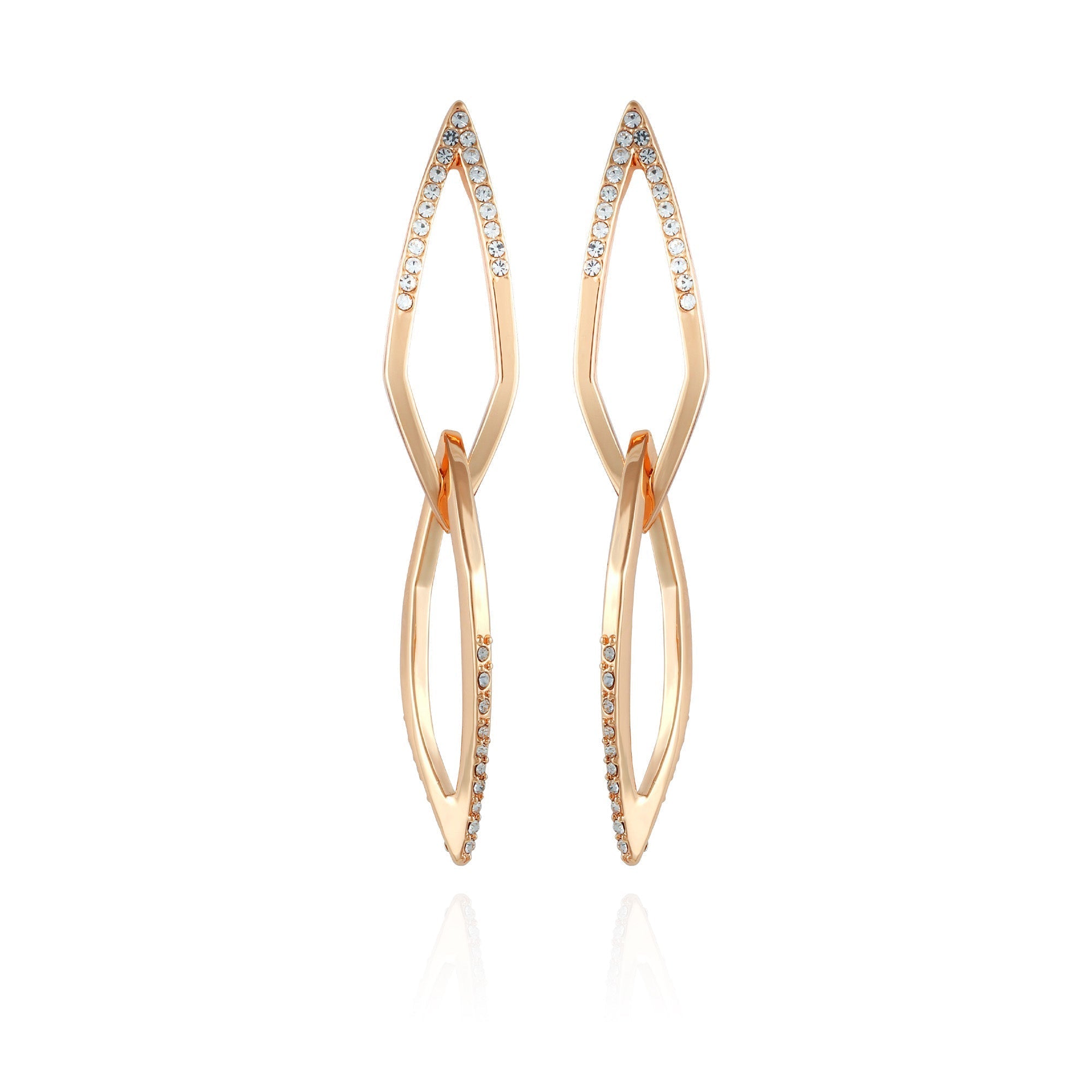 14K Goldtone Crystal Stone Link Drop Earring