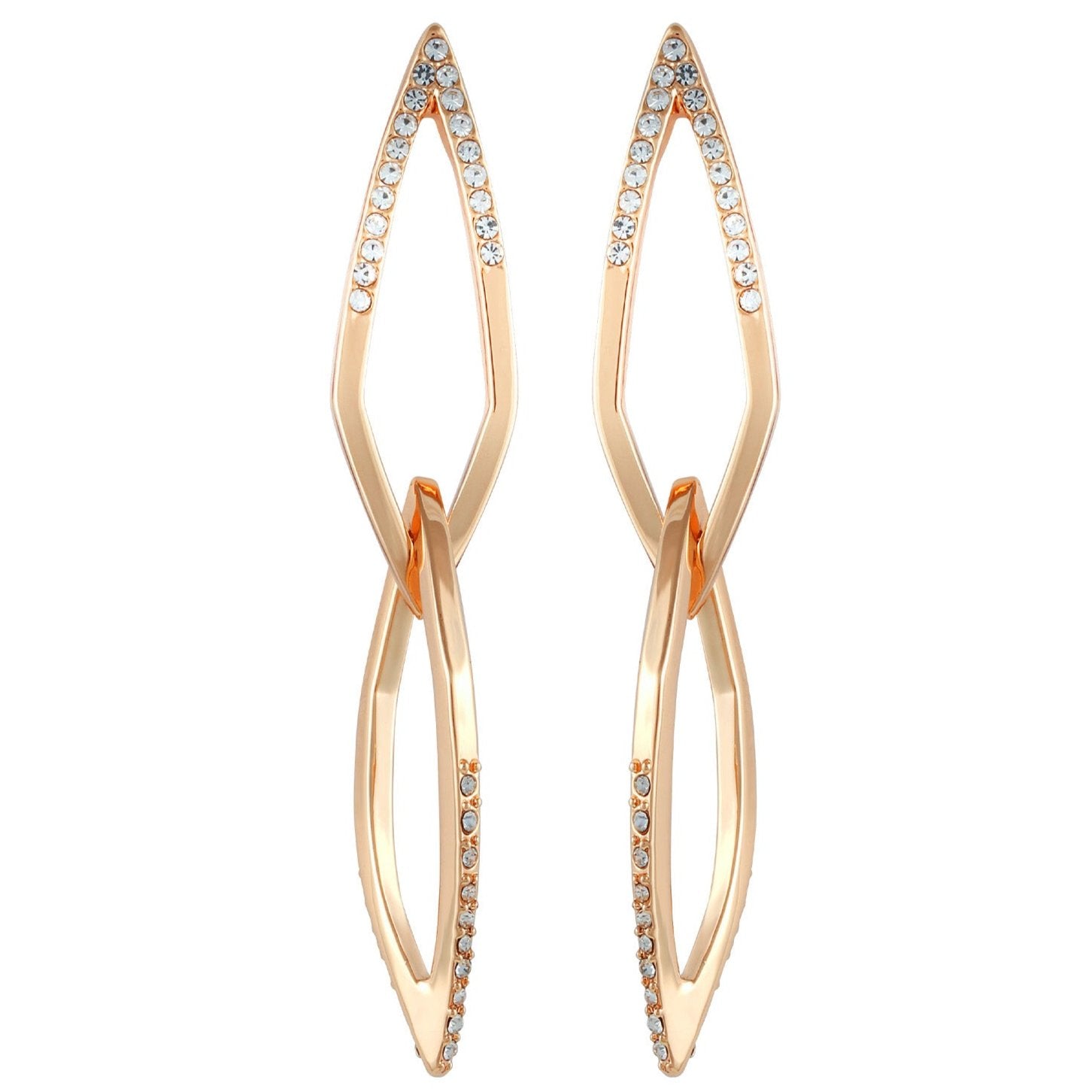 14K Goldtone Crystal Stone Link Drop Earring