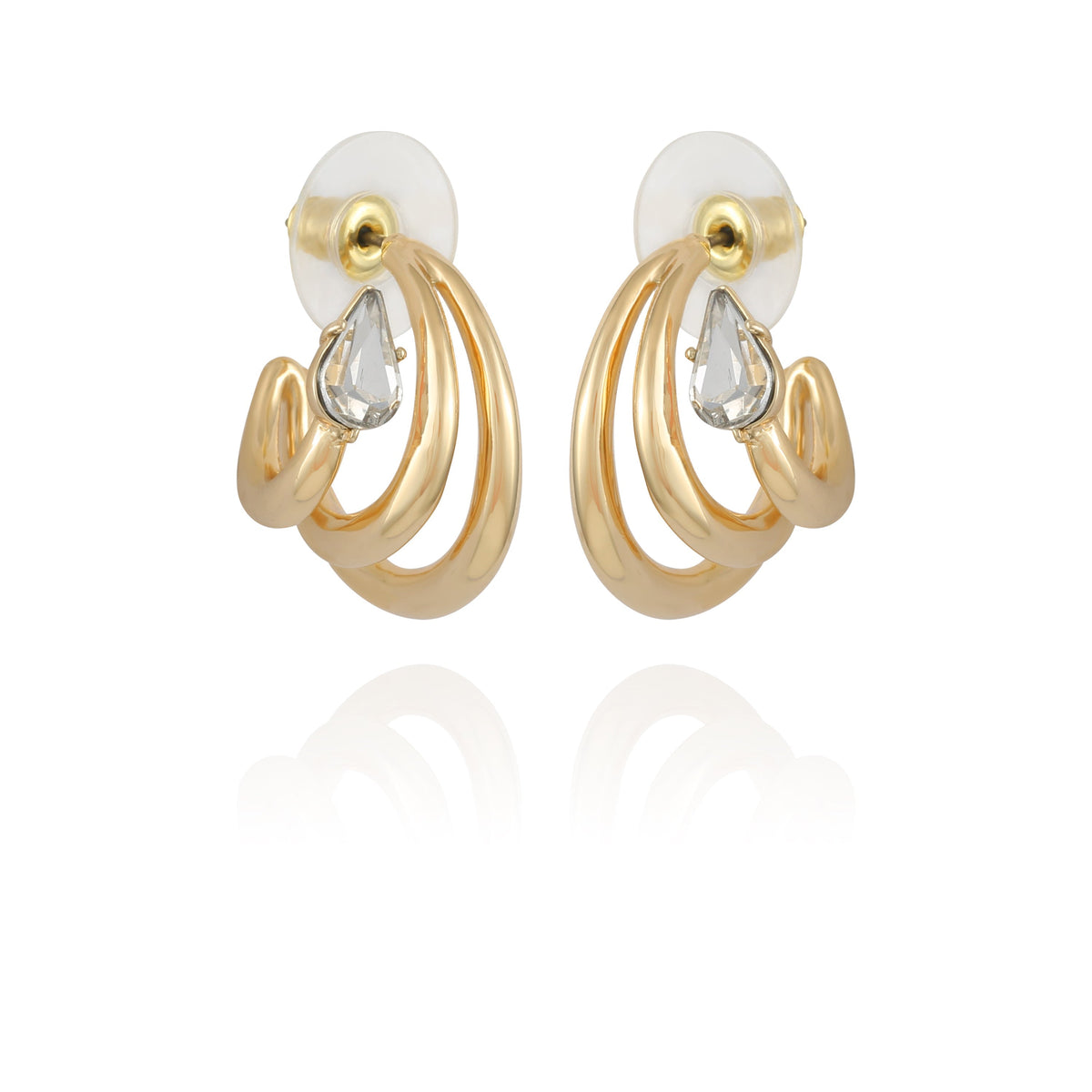 Goldtone Crystal Stone Small Hoop Earring