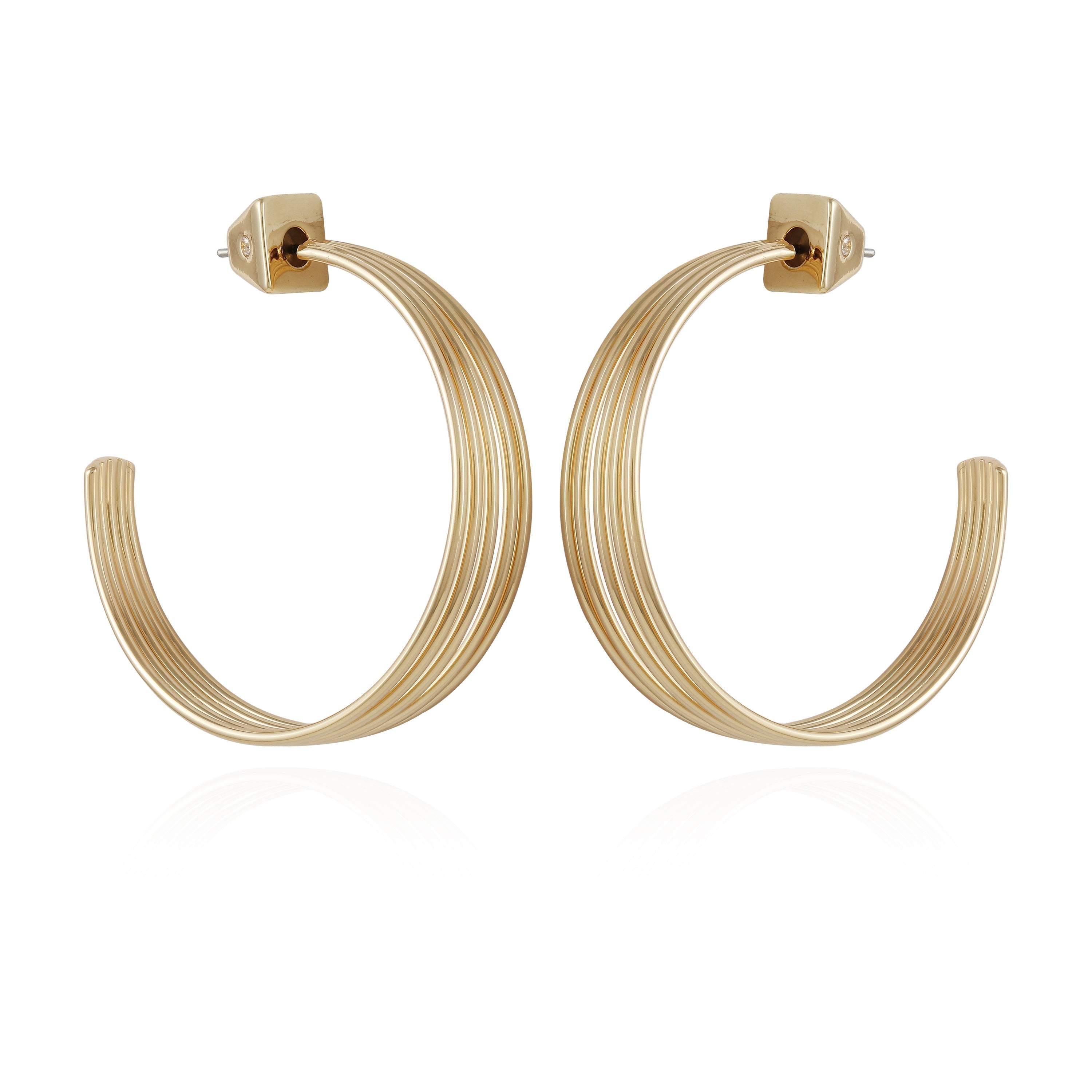 Goldtone Open Stacked Hoop Earrings