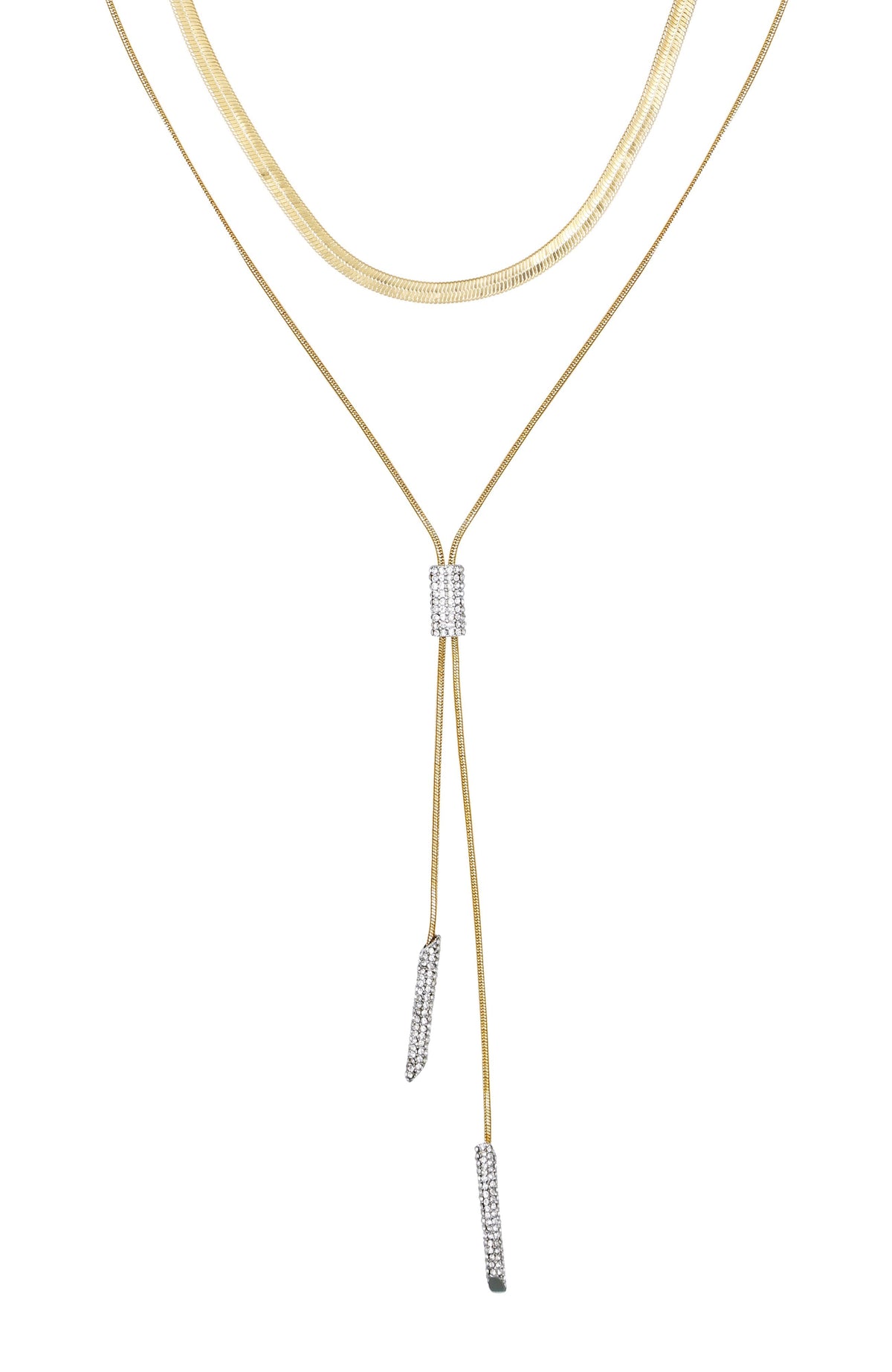 Layered Goldtone & Crystal Pendant Necklace