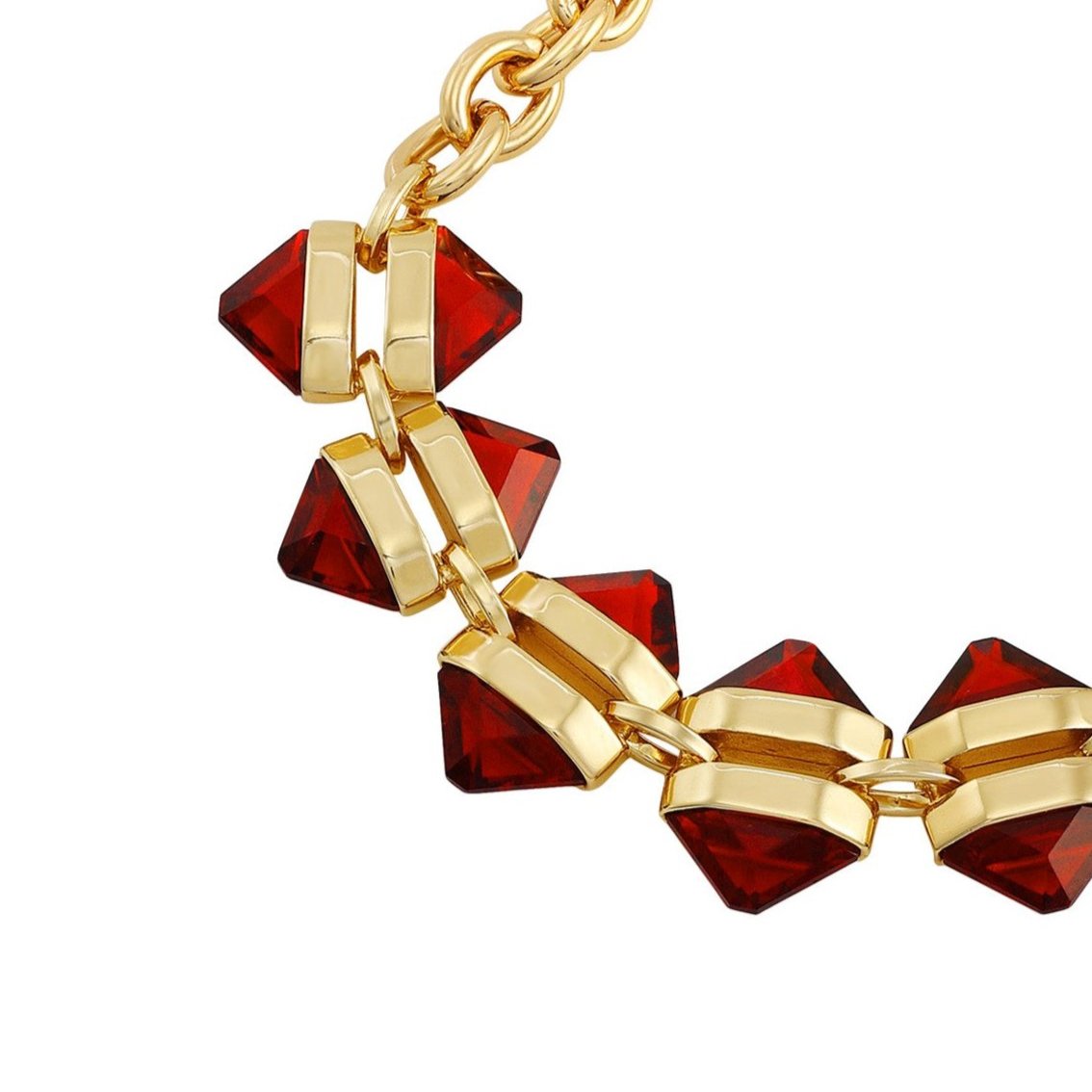 Goldtone Red Stone Cable Chain Bracelet