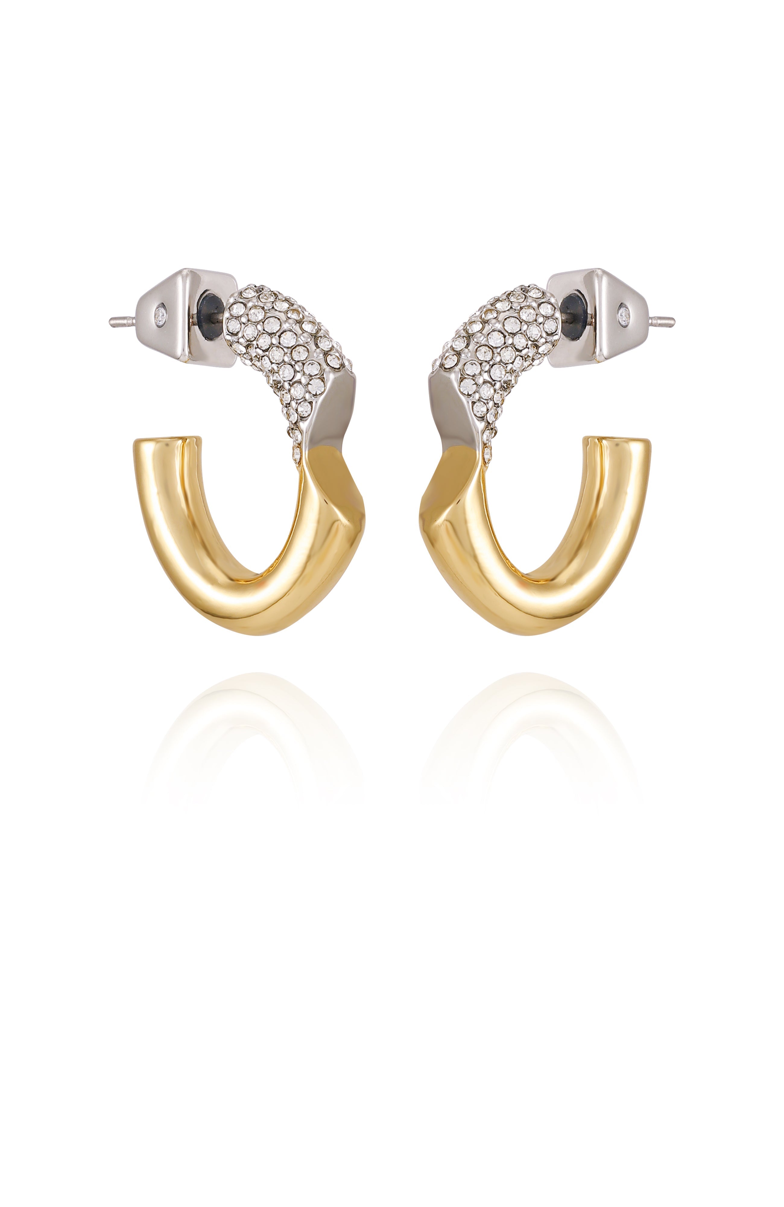 Goldtone & Crystal Hoop Earrings