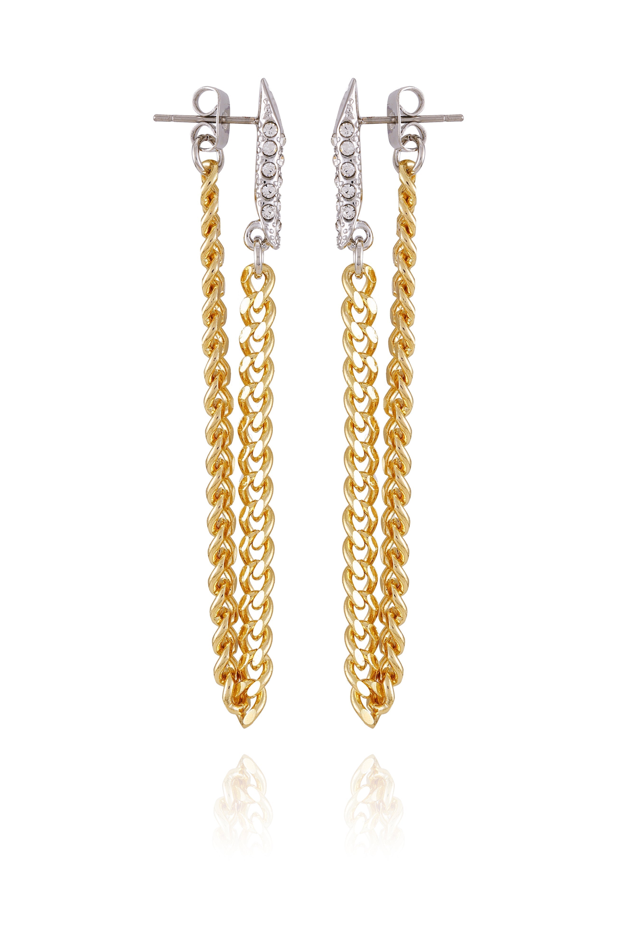 Crystal Stone Chain Drop Statement Earrings