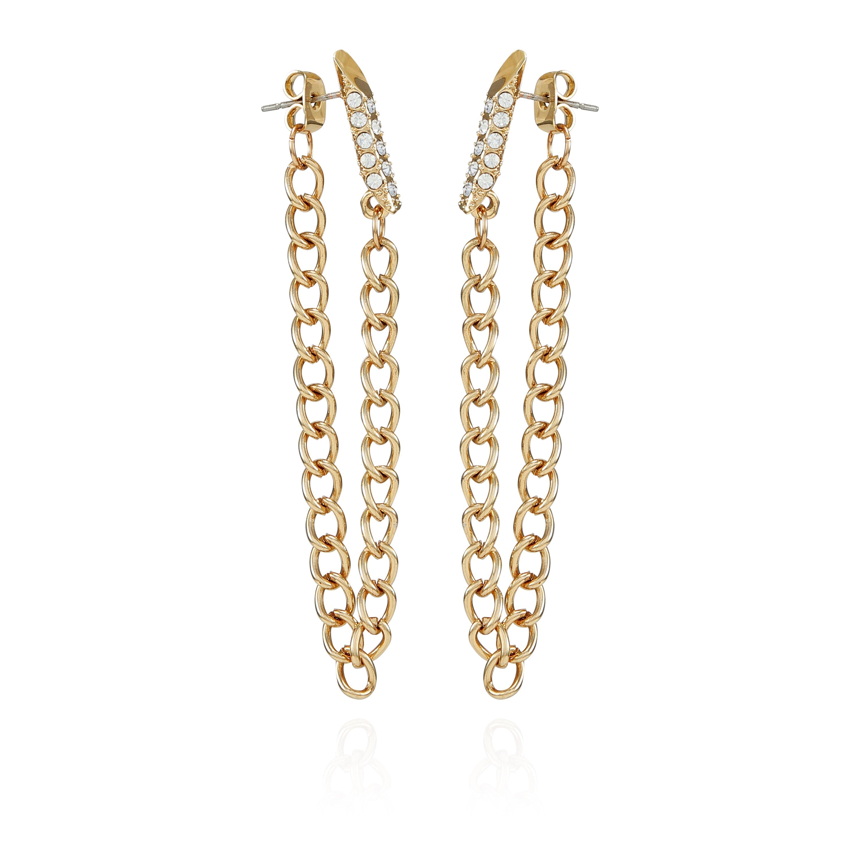 Crystal Stone Chain Drop Statement Earrings