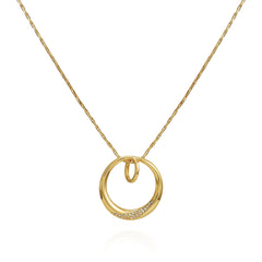 Goldtone Crystal Stone Circle Pendant Necklace