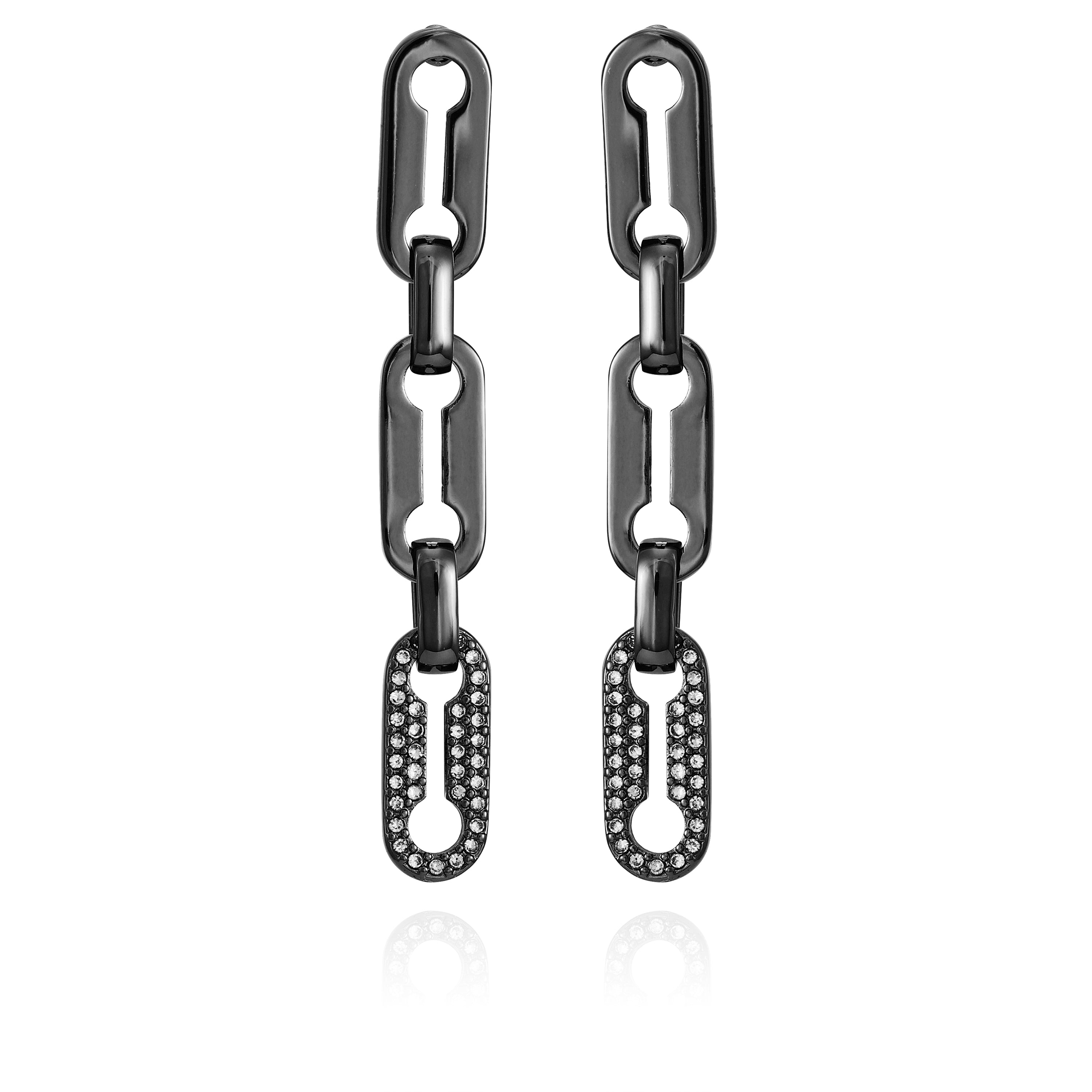 Hematite Link Dangle Drop Earrings