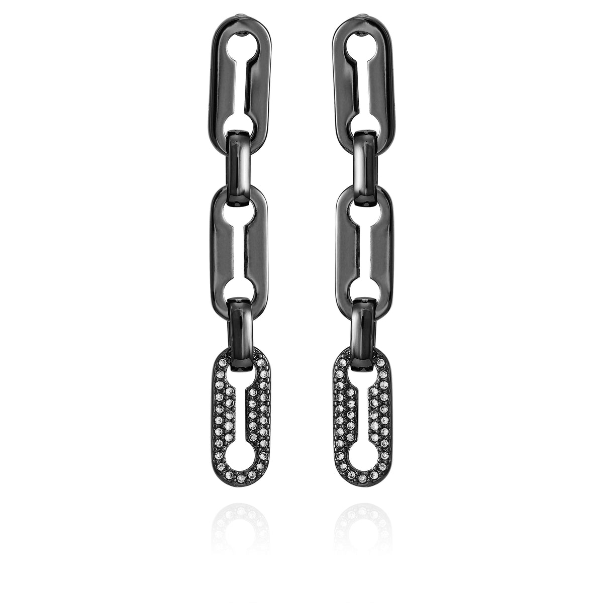 Hematite Link Dangle Drop Earrings