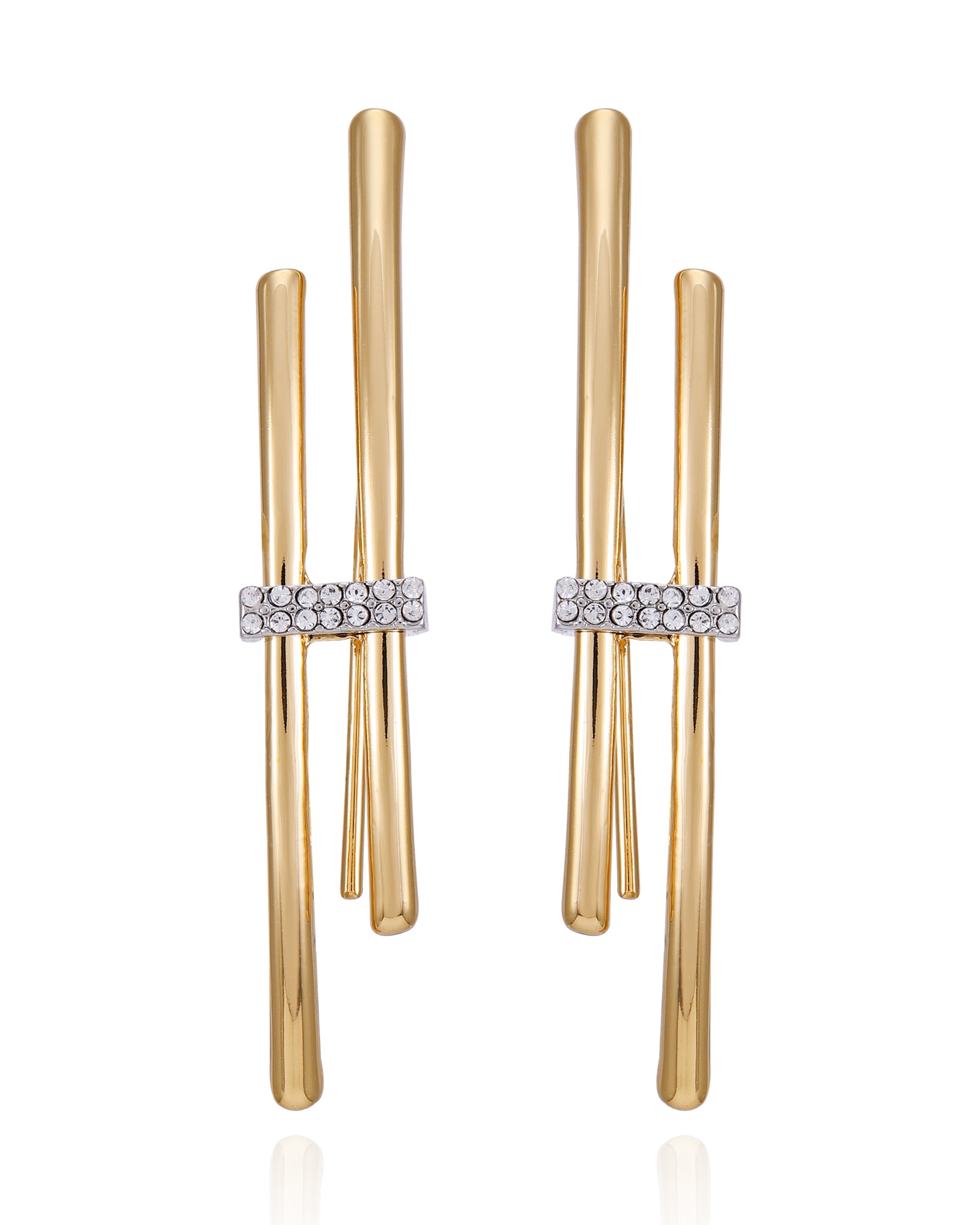 Goldtone Crystal Stone Fish Hook Earrings