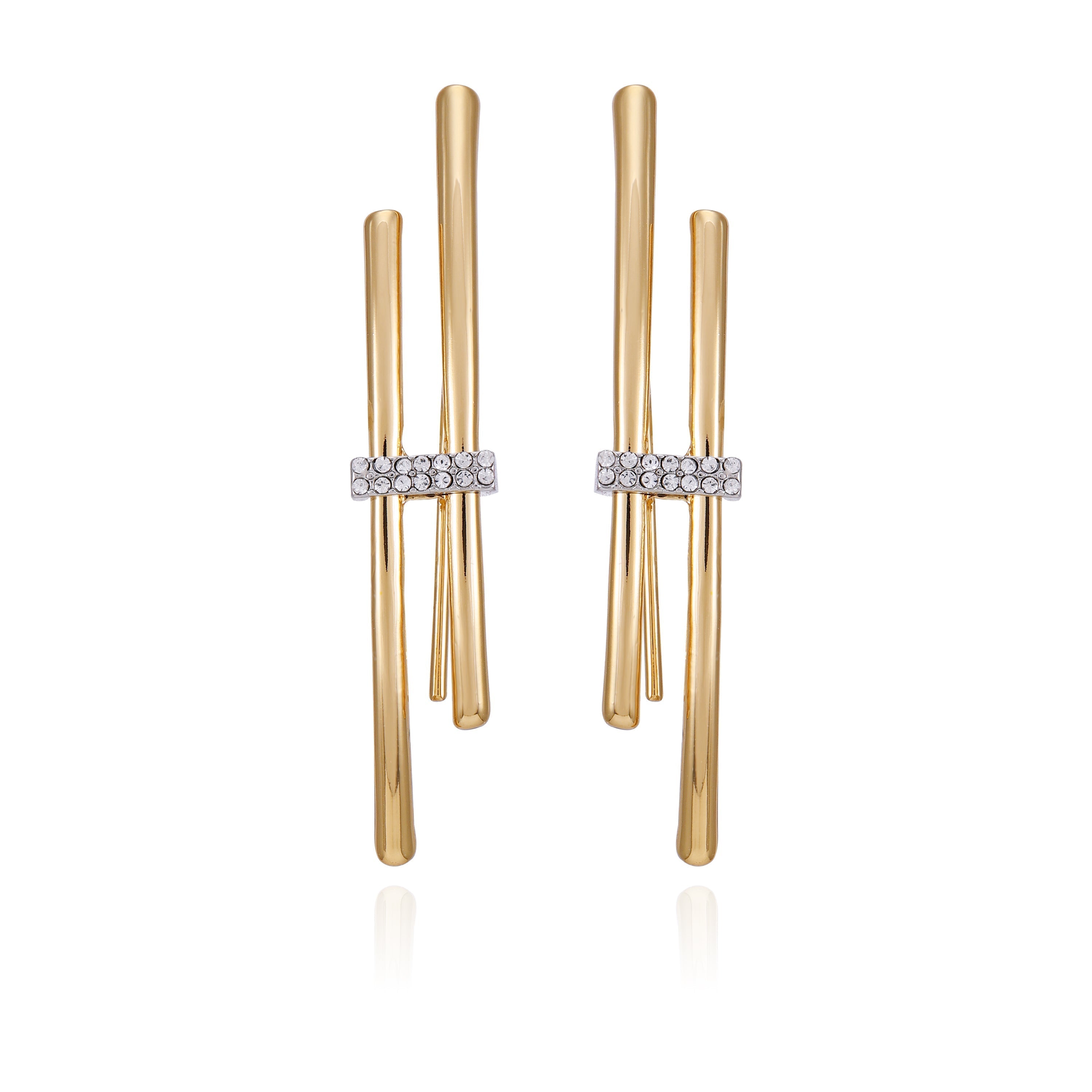 Goldtone Crystal Stone Fish Hook Earrings