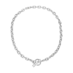 Silvertone Baguette Crystal Stone Toggle Necklace