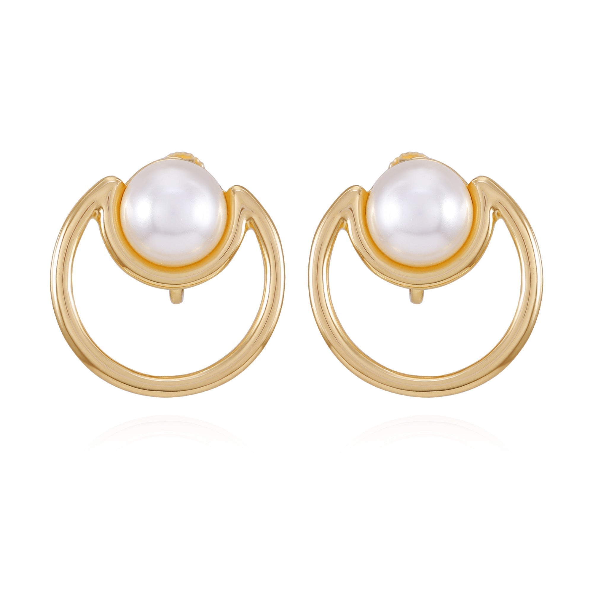 Goldtone Pearl Clip On Earrings