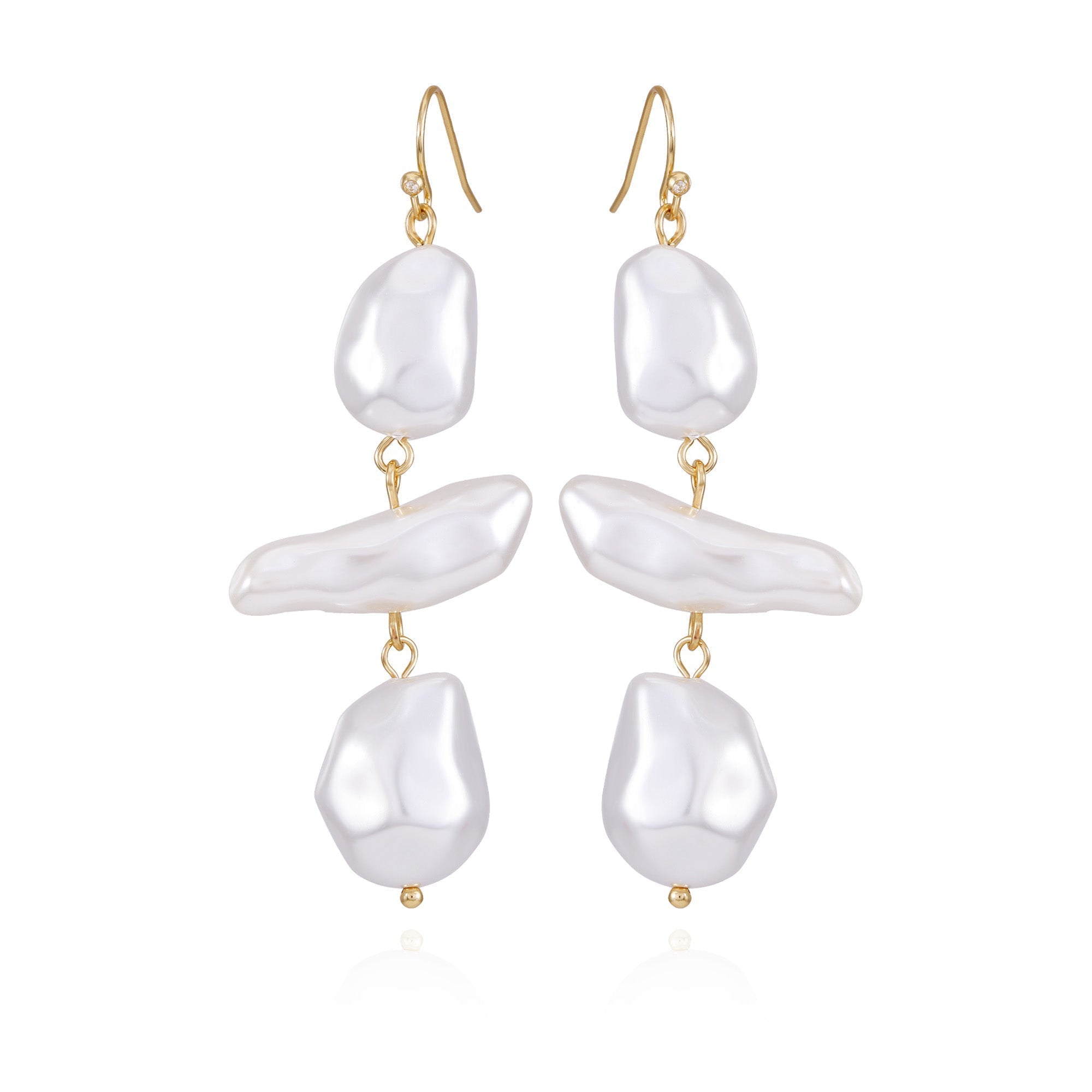 Goldtone Pearl Linear Drop Earrings