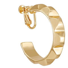Goldtone Chunky Clip On Hoop Earrings