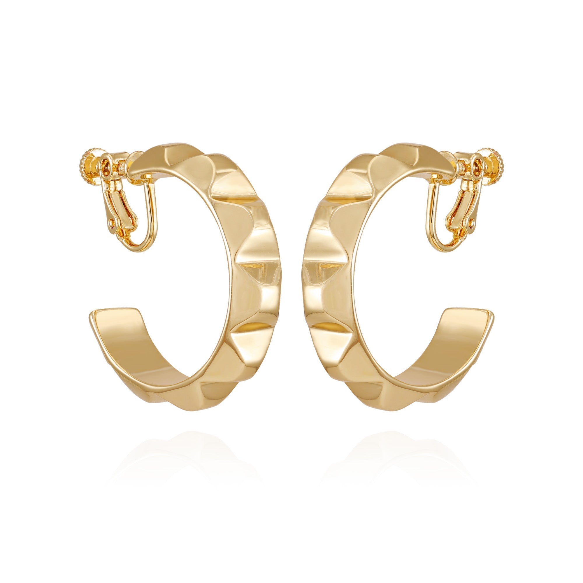 Goldtone Chunky Clip On Hoop Earrings