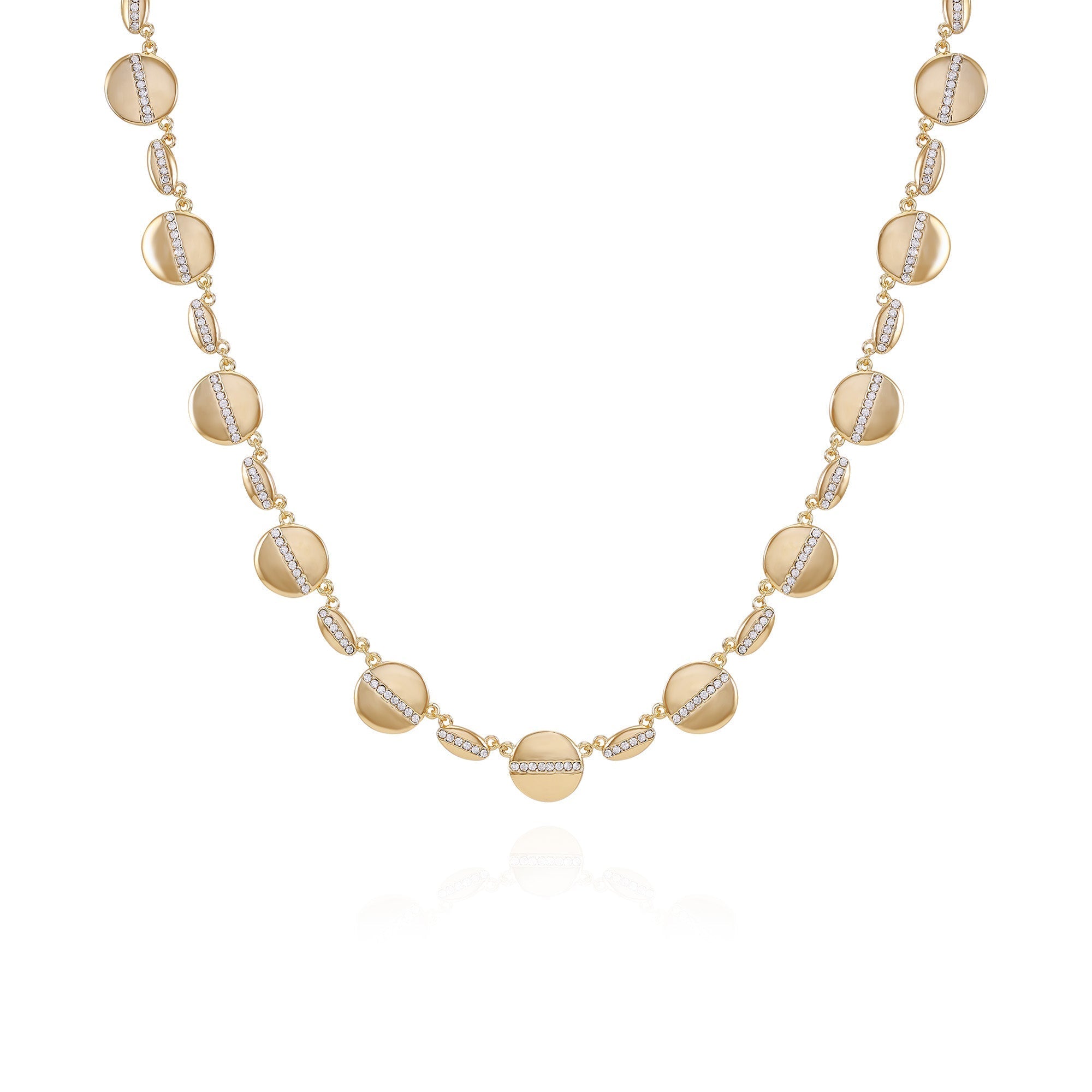 Goldtone Pave Multi-Coin Statement Necklace