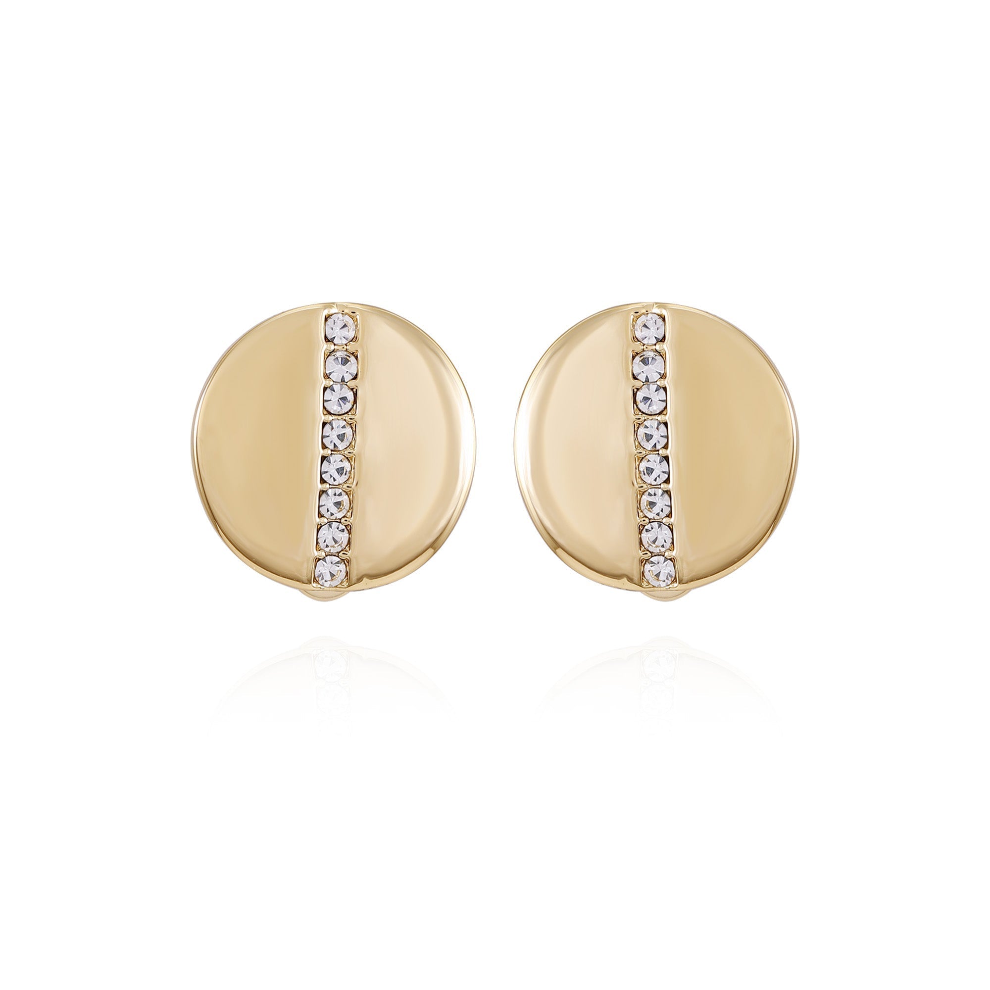 Goldtone Crystal Stone Circle Clip On Earrings