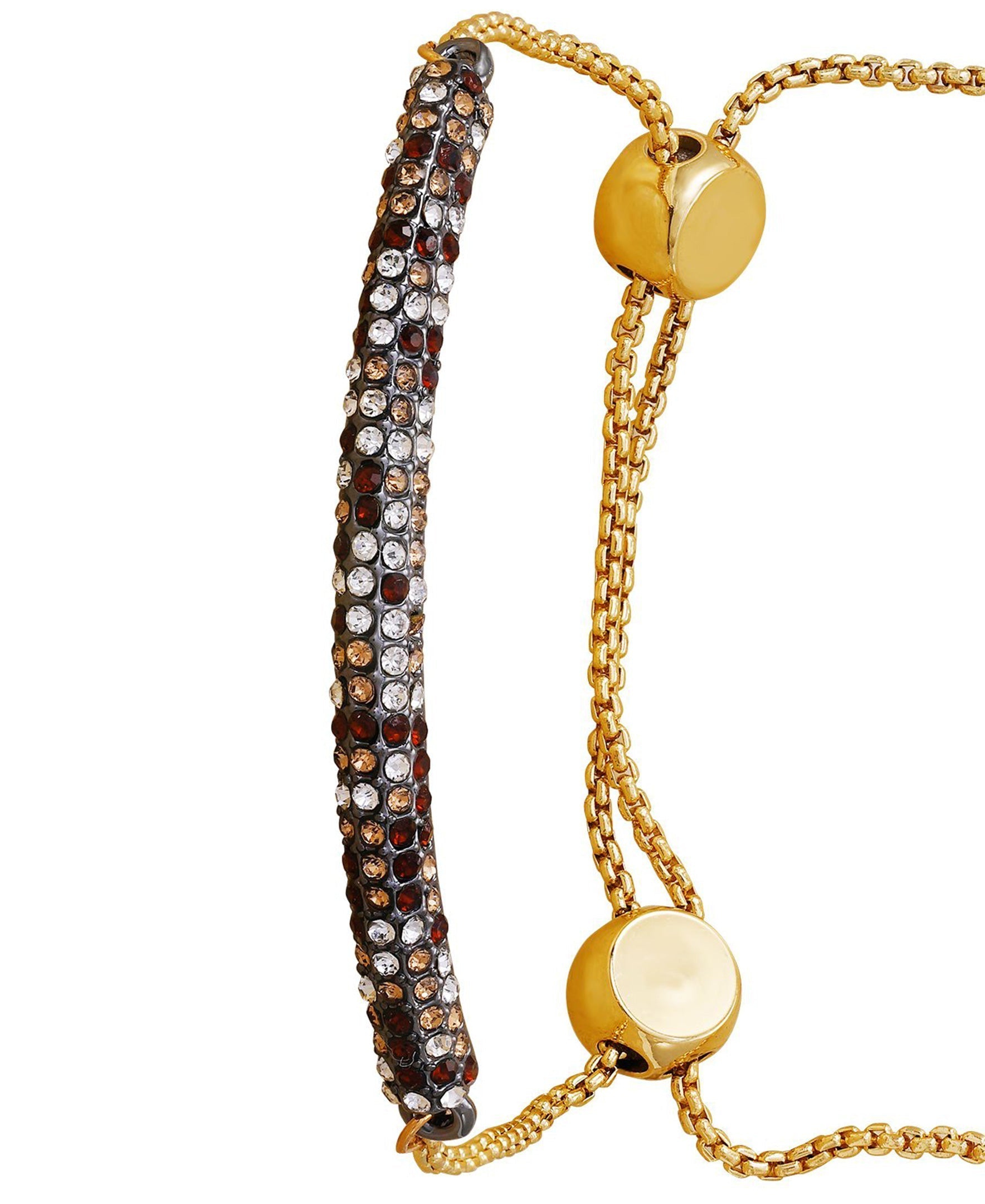 Goldtone Multi Crystal Stone Slider Bracelet