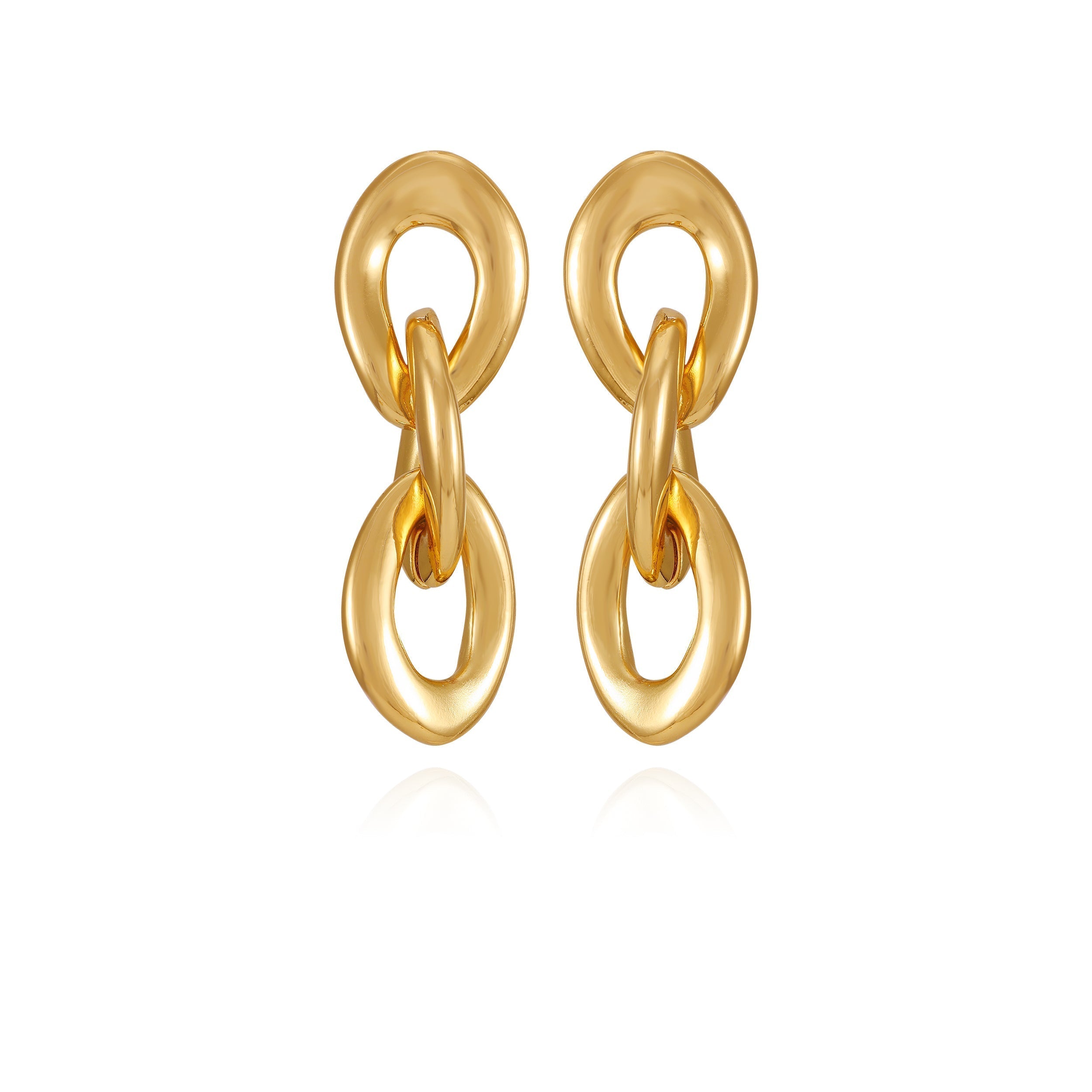 Goldtone Interlocked Link Drop Earrings