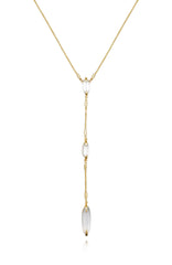 Long Goldtone & Stone Pendant Necklace