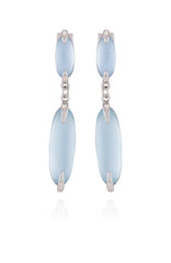 Silvertone & Blue Stone Drop Earrings