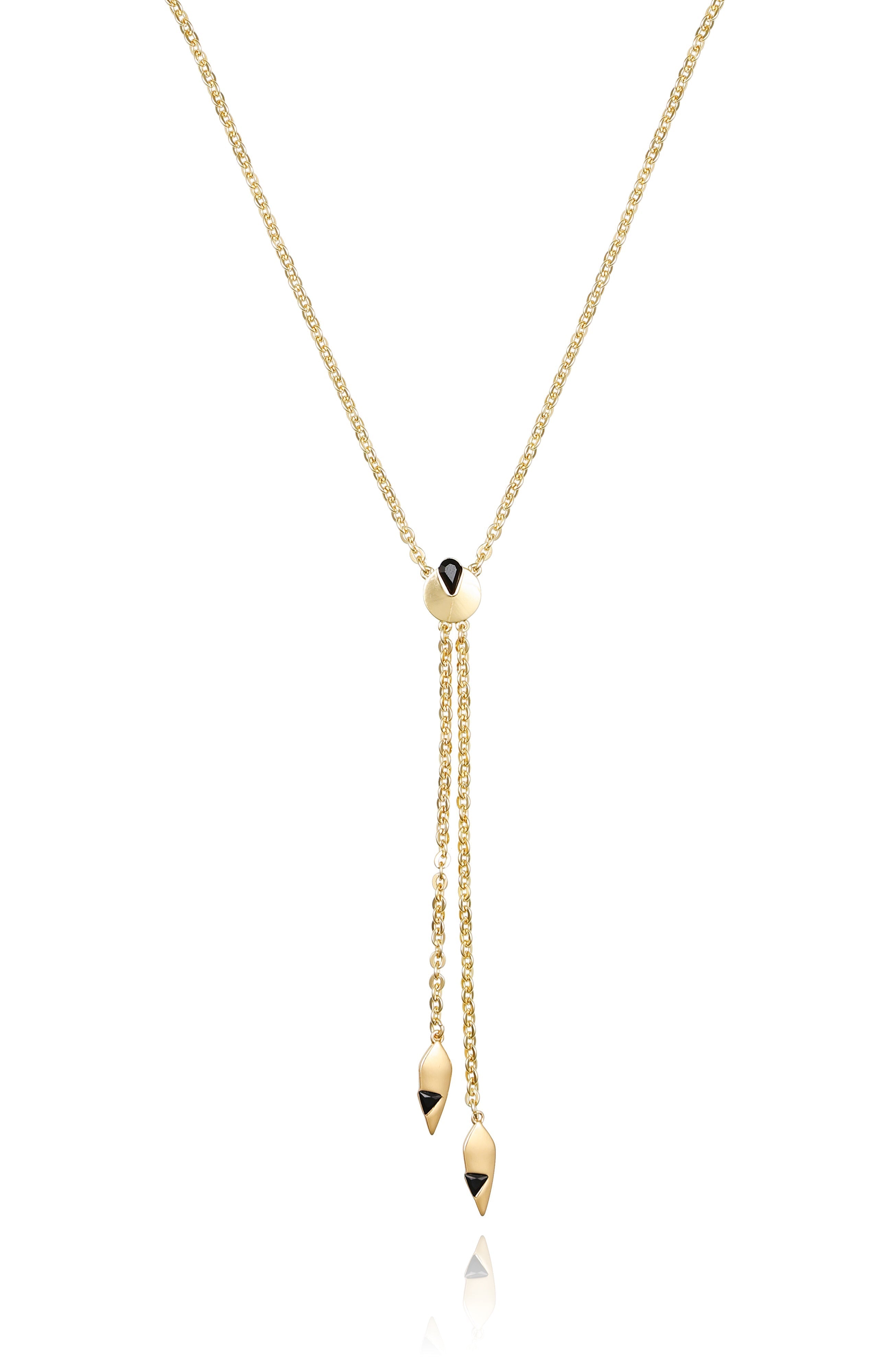 Goldtone & Black Drop Pendant Necklace