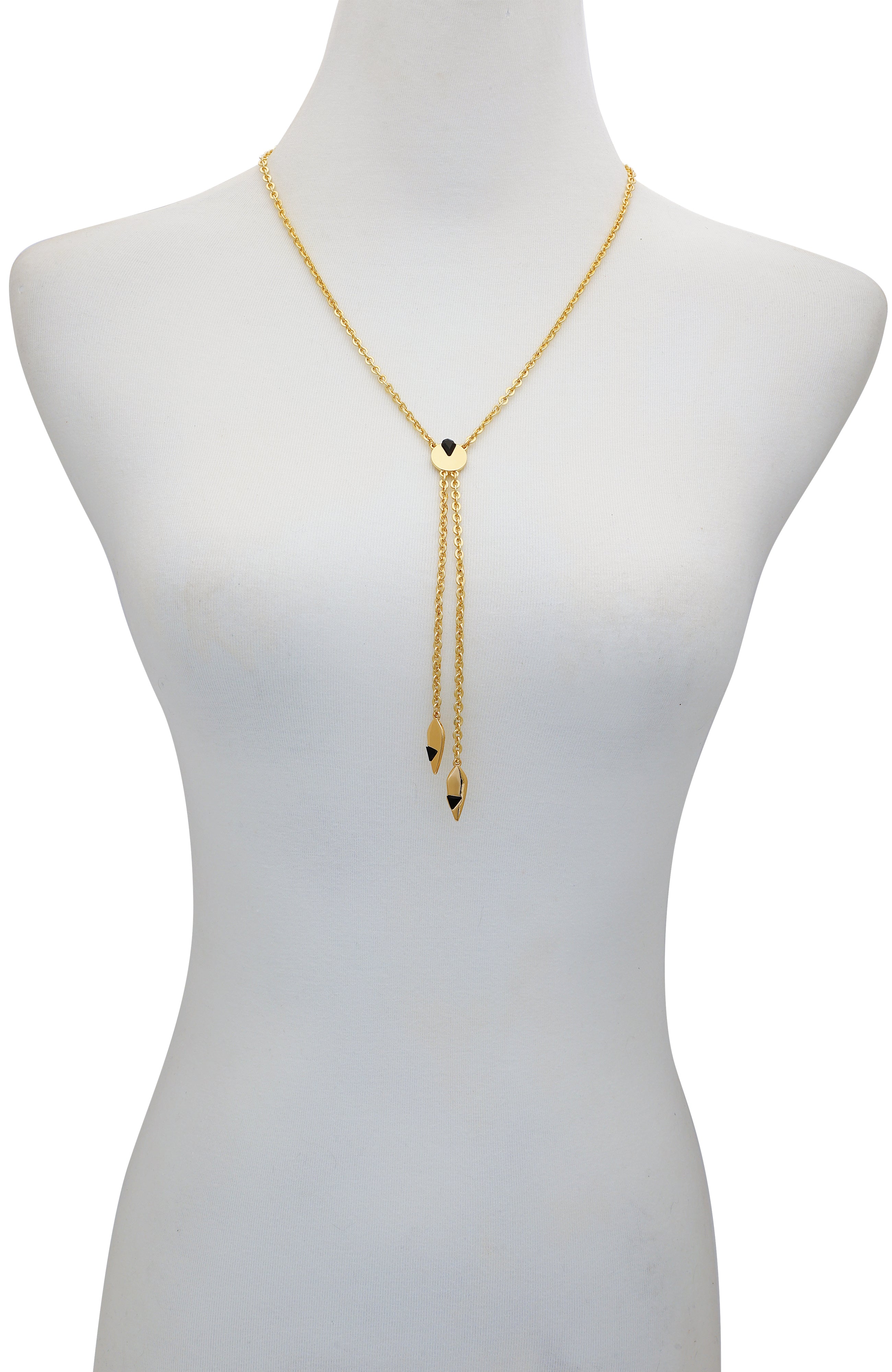 Goldtone & Black Drop Pendant Necklace