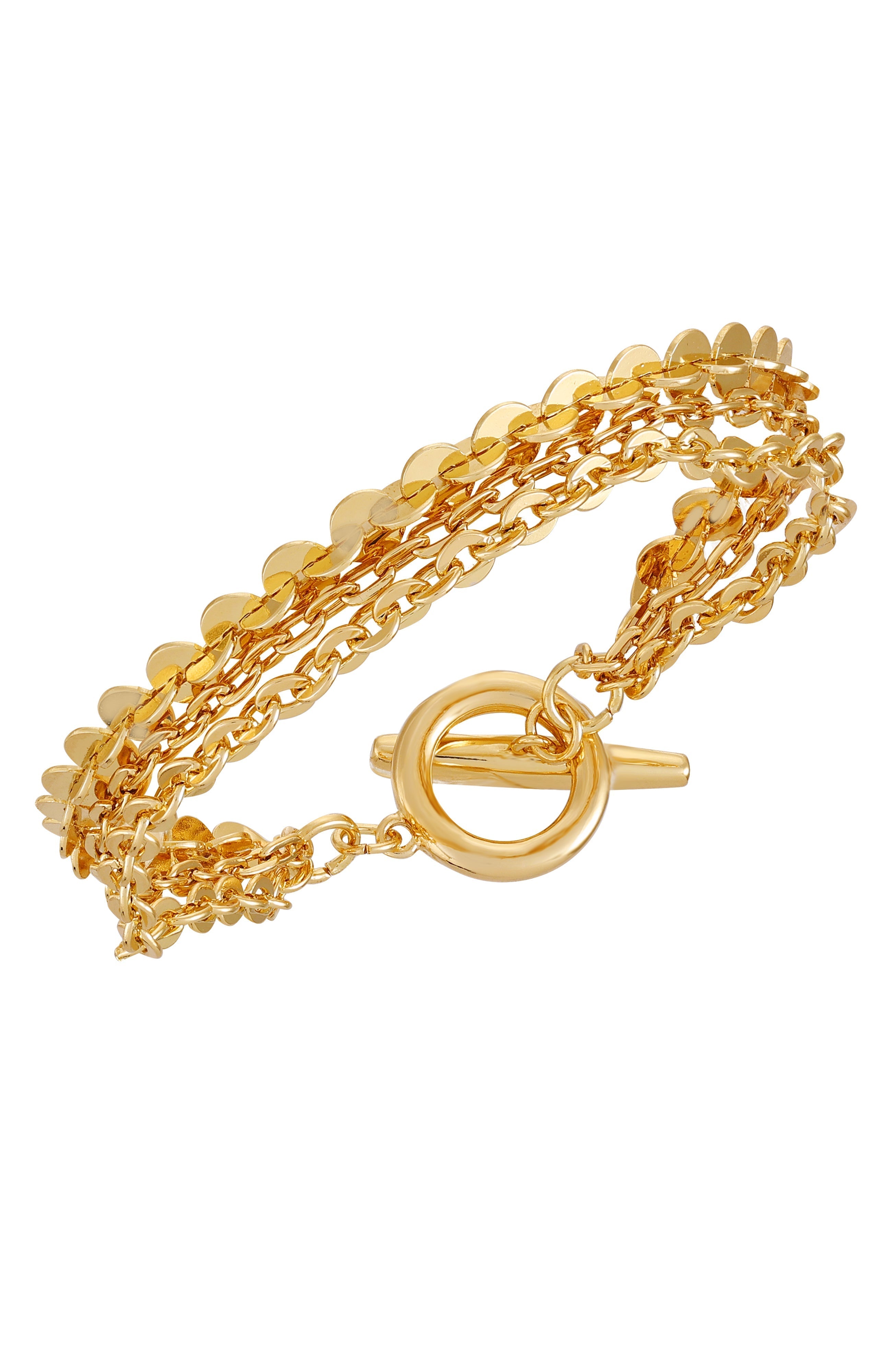 Multi Strand Goldtone Toggle Bracelet