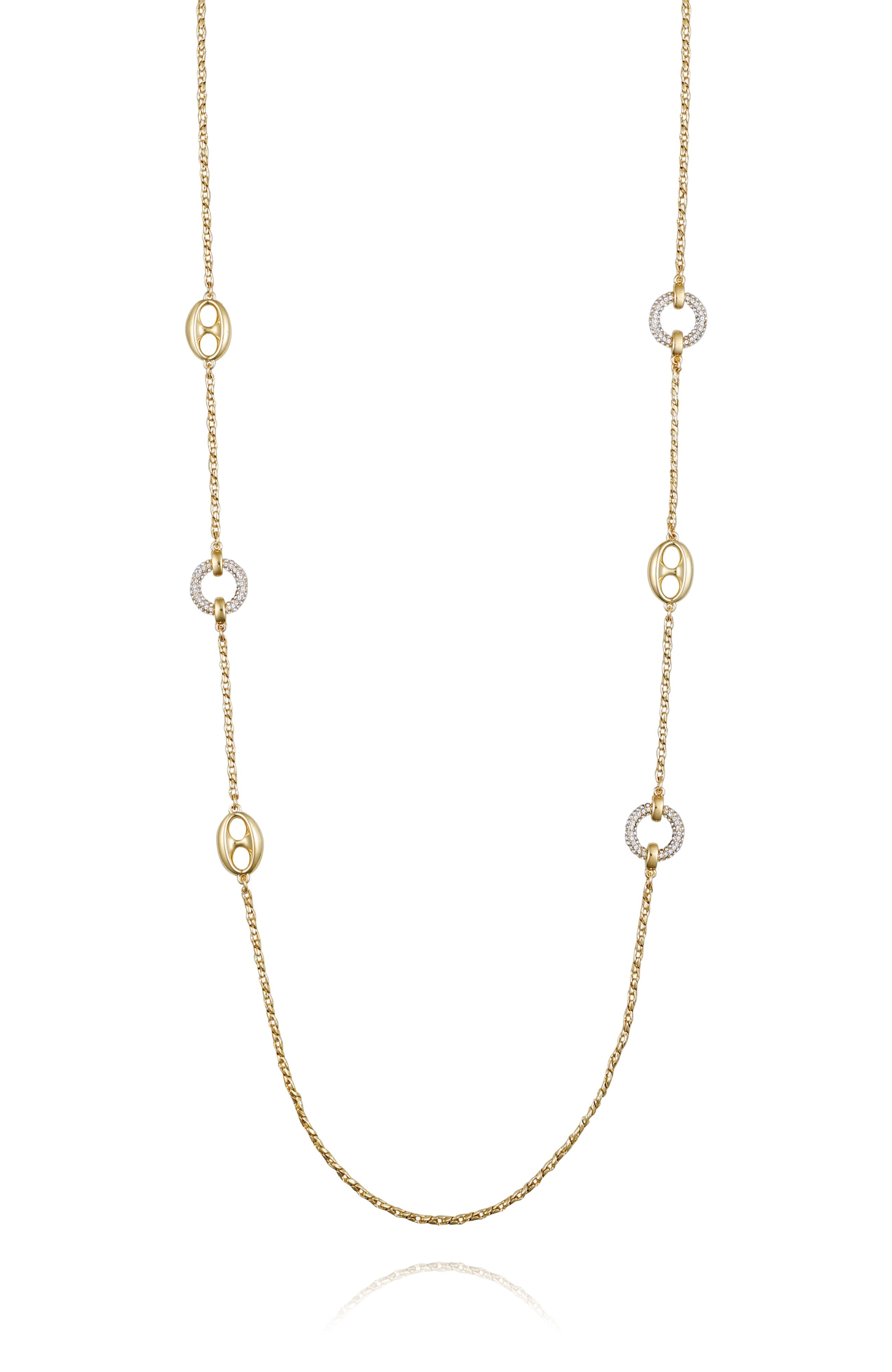 Signature Mixed Link Pavé Long Necklace