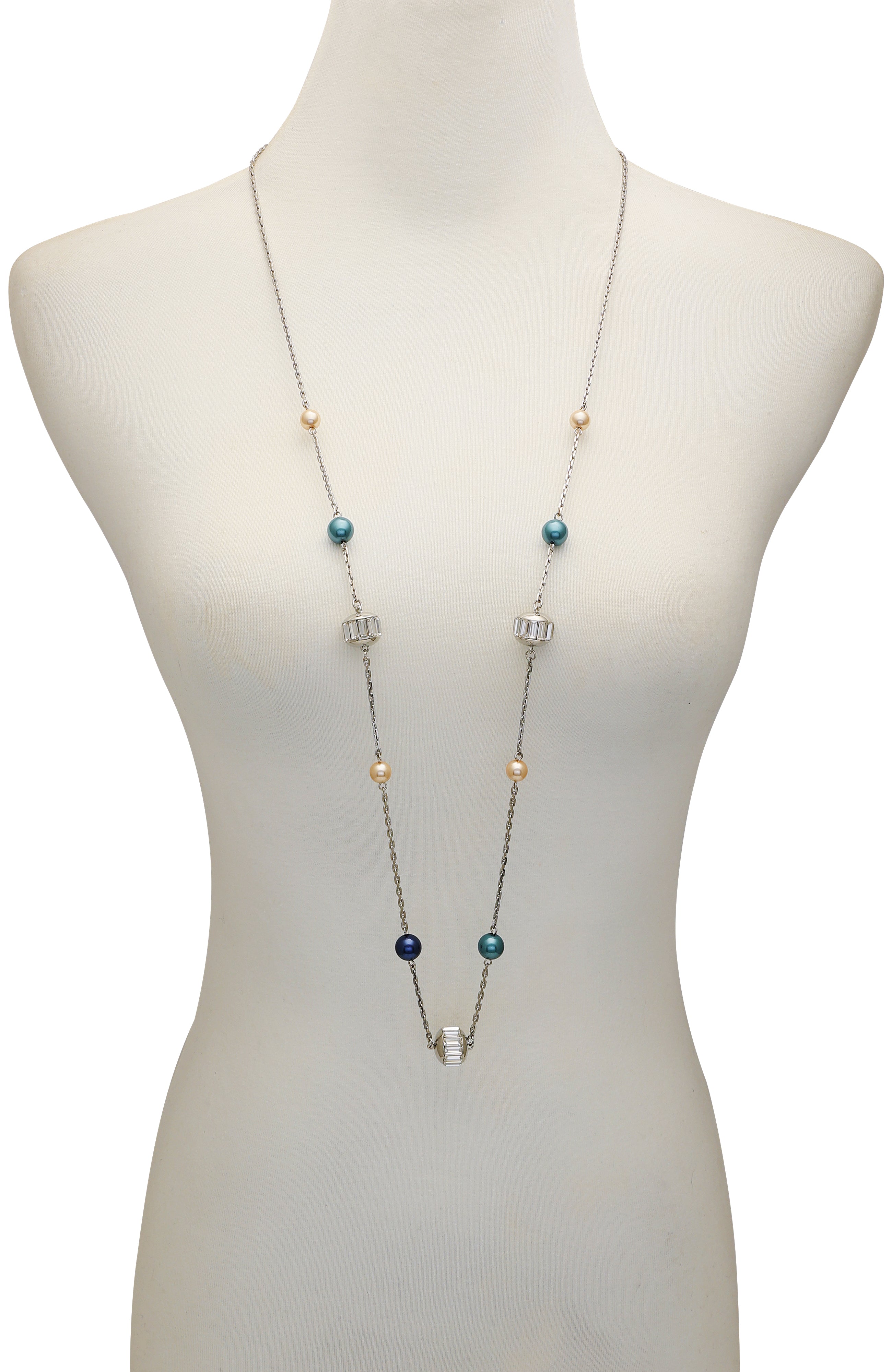 Multicolor Pearl Bead Long Necklace