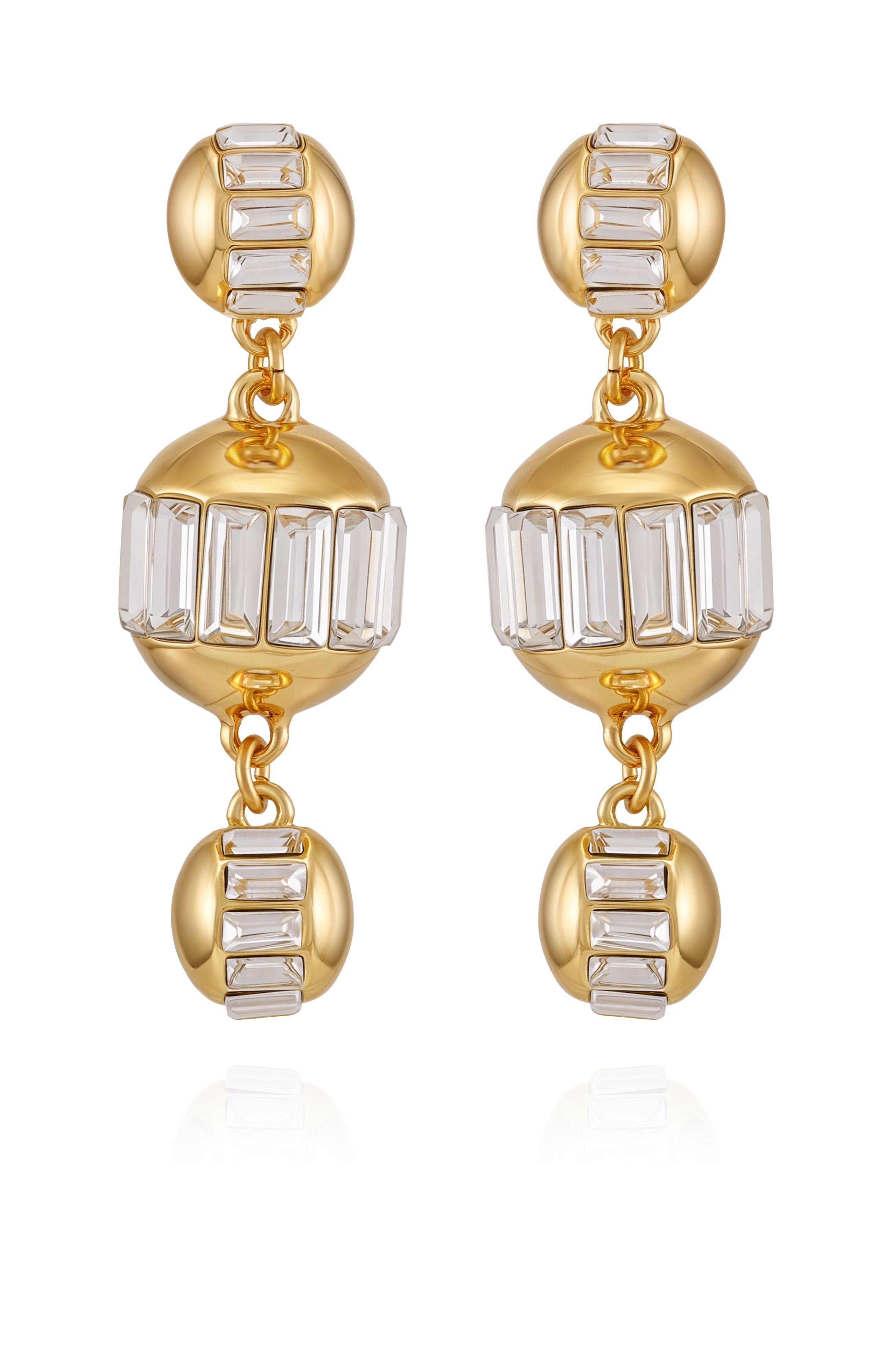 Goldtone Crystal Sphere Drop Earrings
